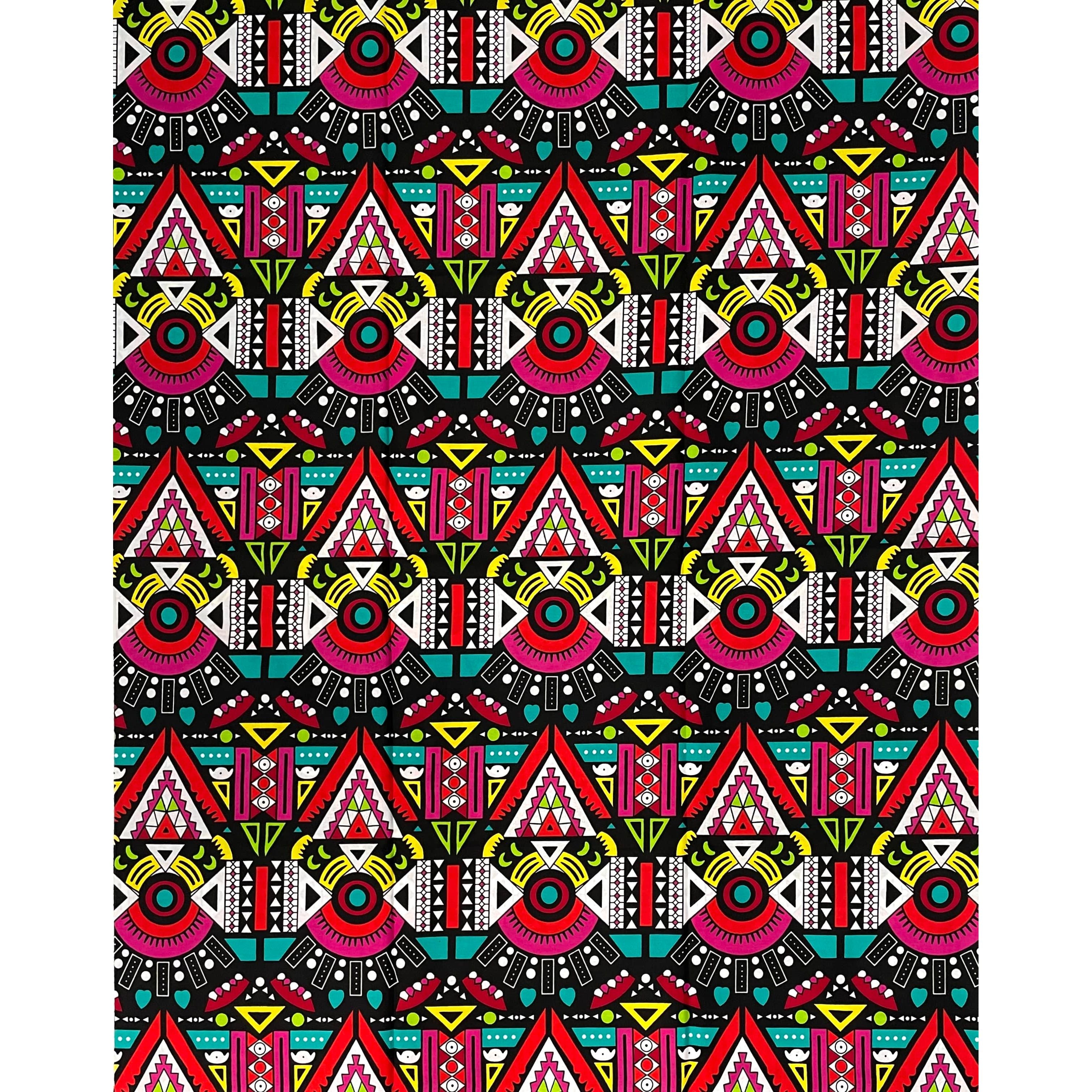 Wax Tissu Pagne Africain - Coupon 2 Yards 100% Coton - MULTI
