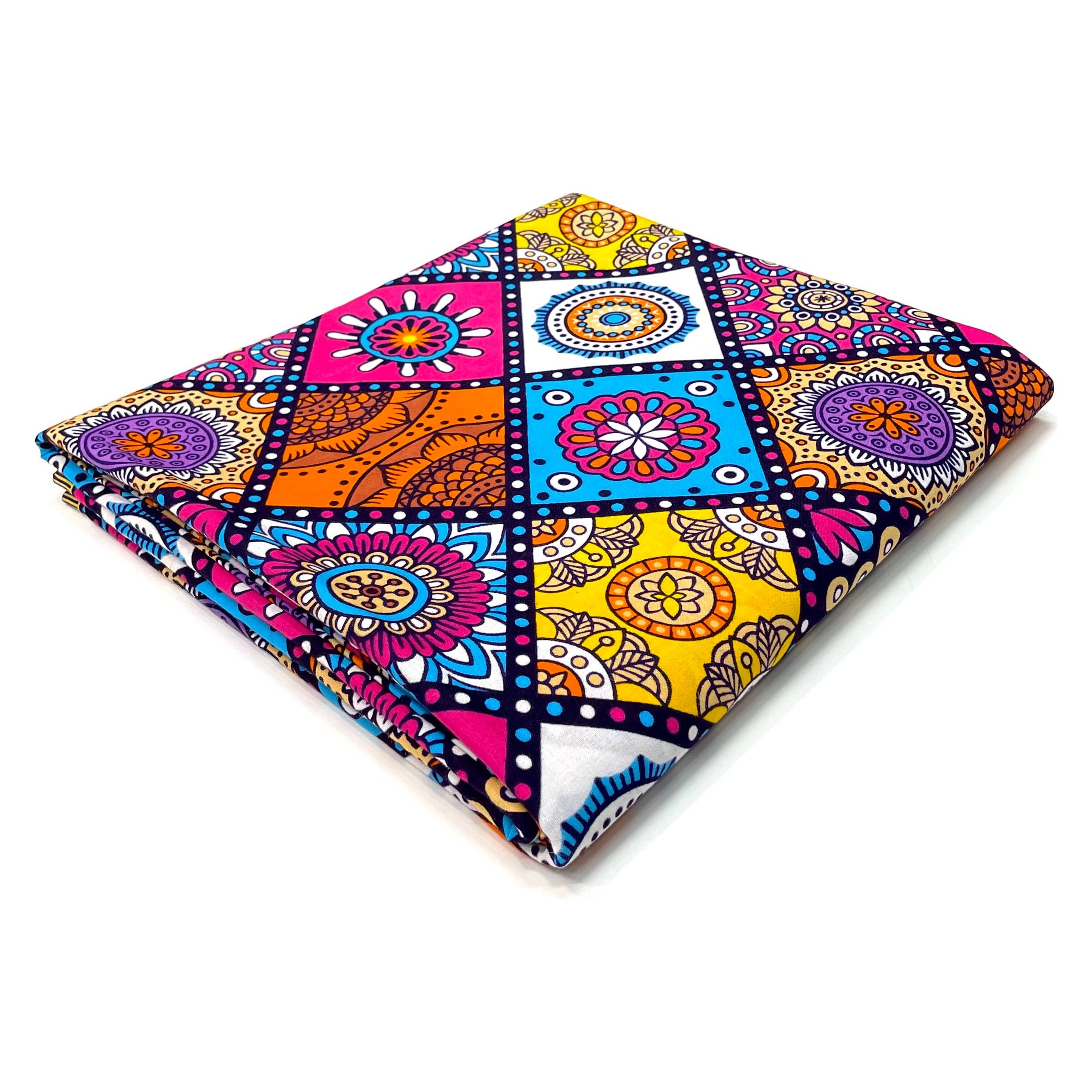 Wax Tissu Pagne Africain - Coupon 2 Yards 100% Coton - MULTI