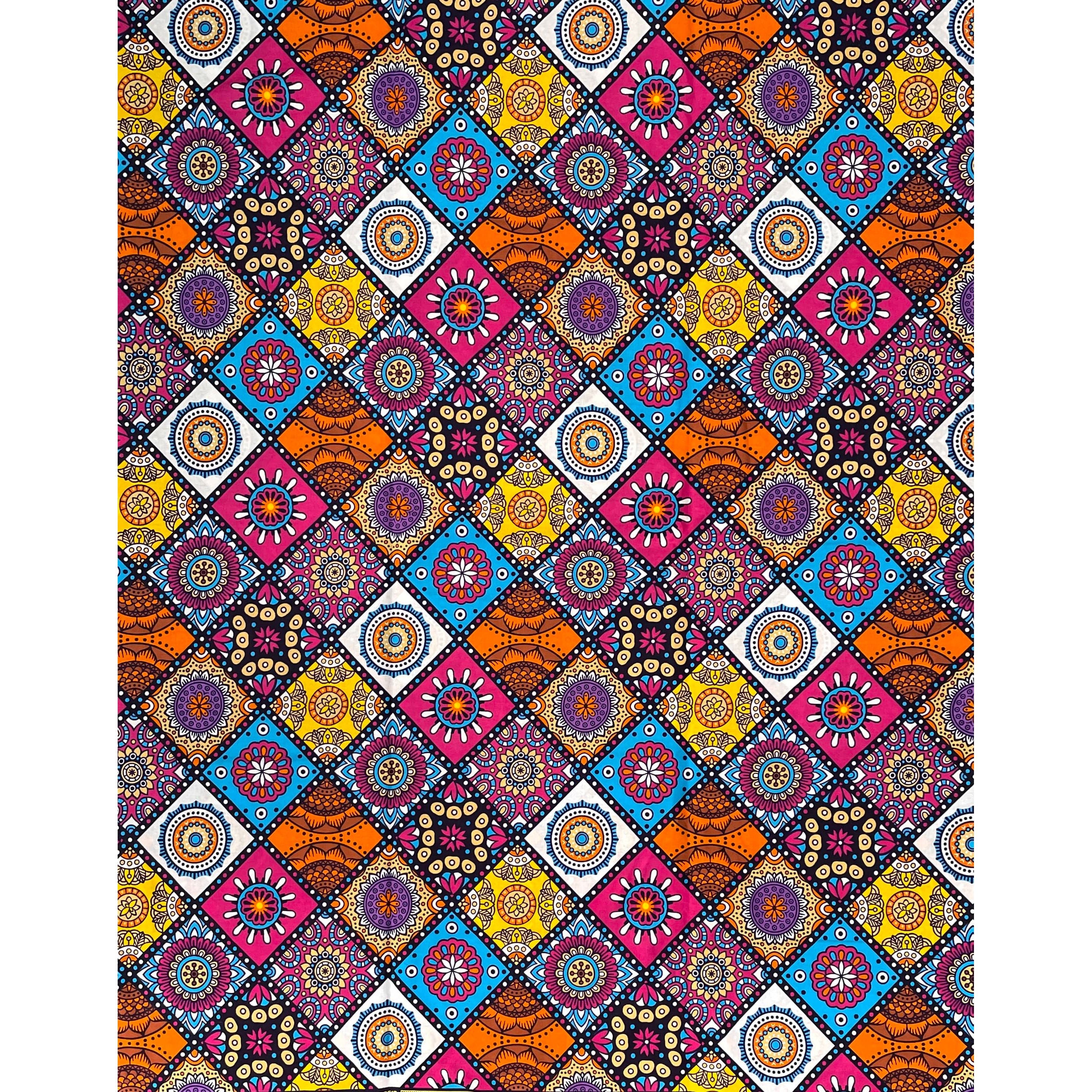 Wax Tissu Pagne Africain - Coupon 2 Yards 100% Coton - MULTI