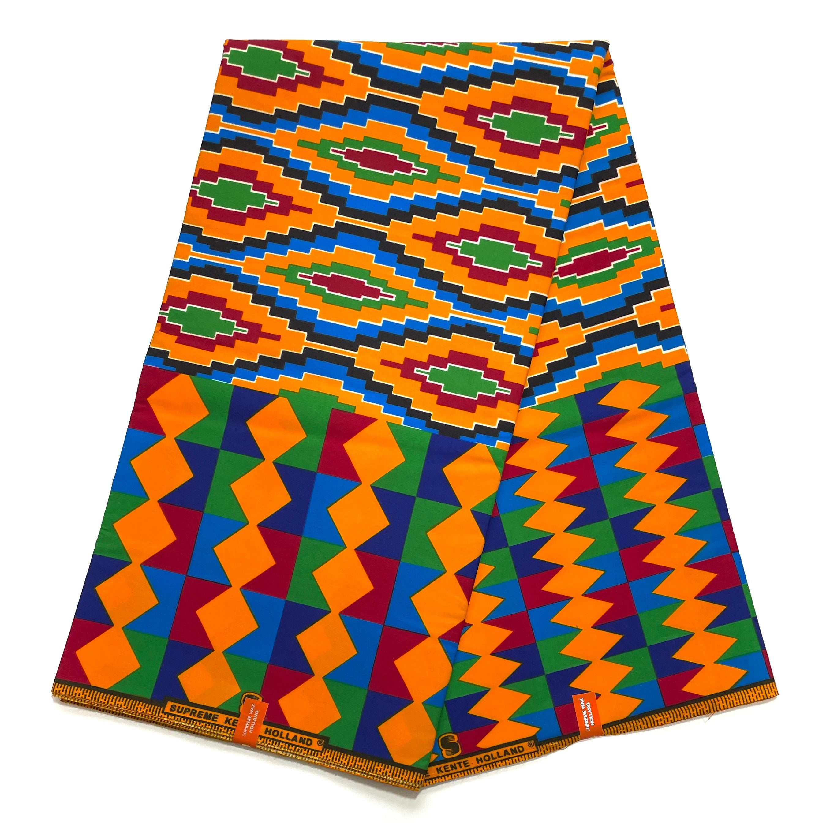 Tissu Wax Pagne Africain - 6 Yards Coton - SUPREME KENTE/KINTA/KITA