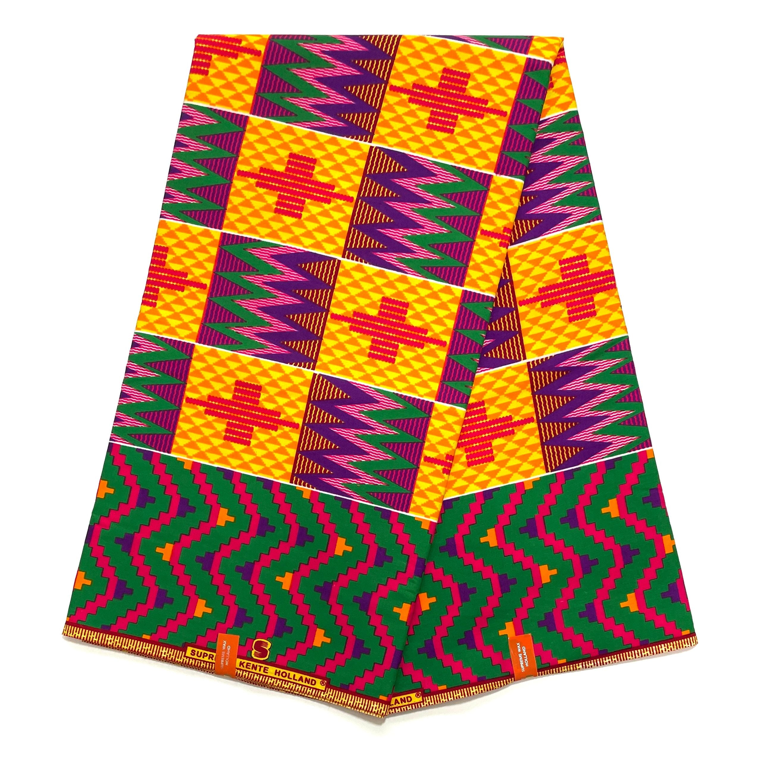 Tissu Wax Pagne Africain - 6 Yards Coton - SUPREME KENTE/KINTA/KITA
