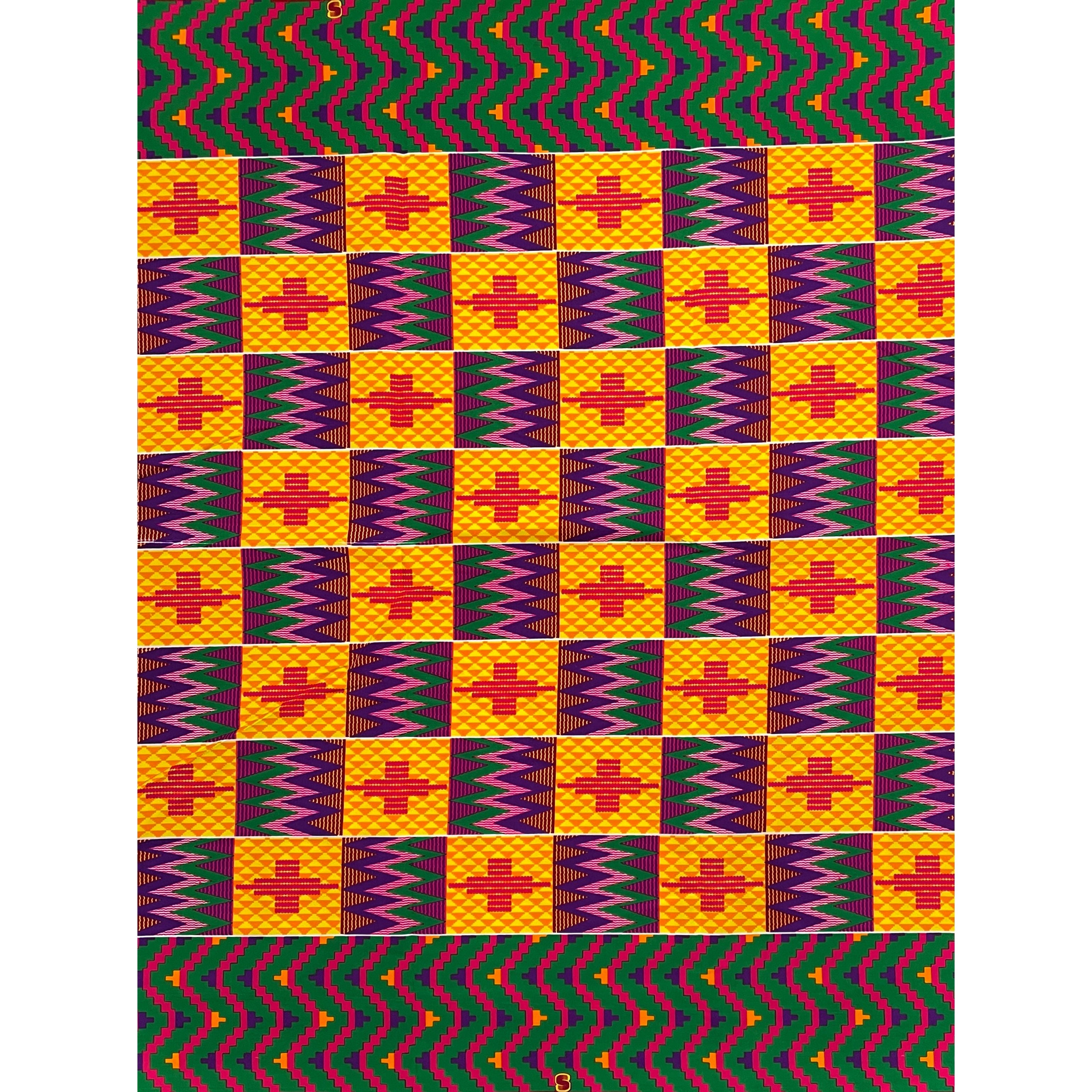 Tissu Wax Pagne Africain - 6 Yards Coton - SUPREME KENTE/KINTA/KITA