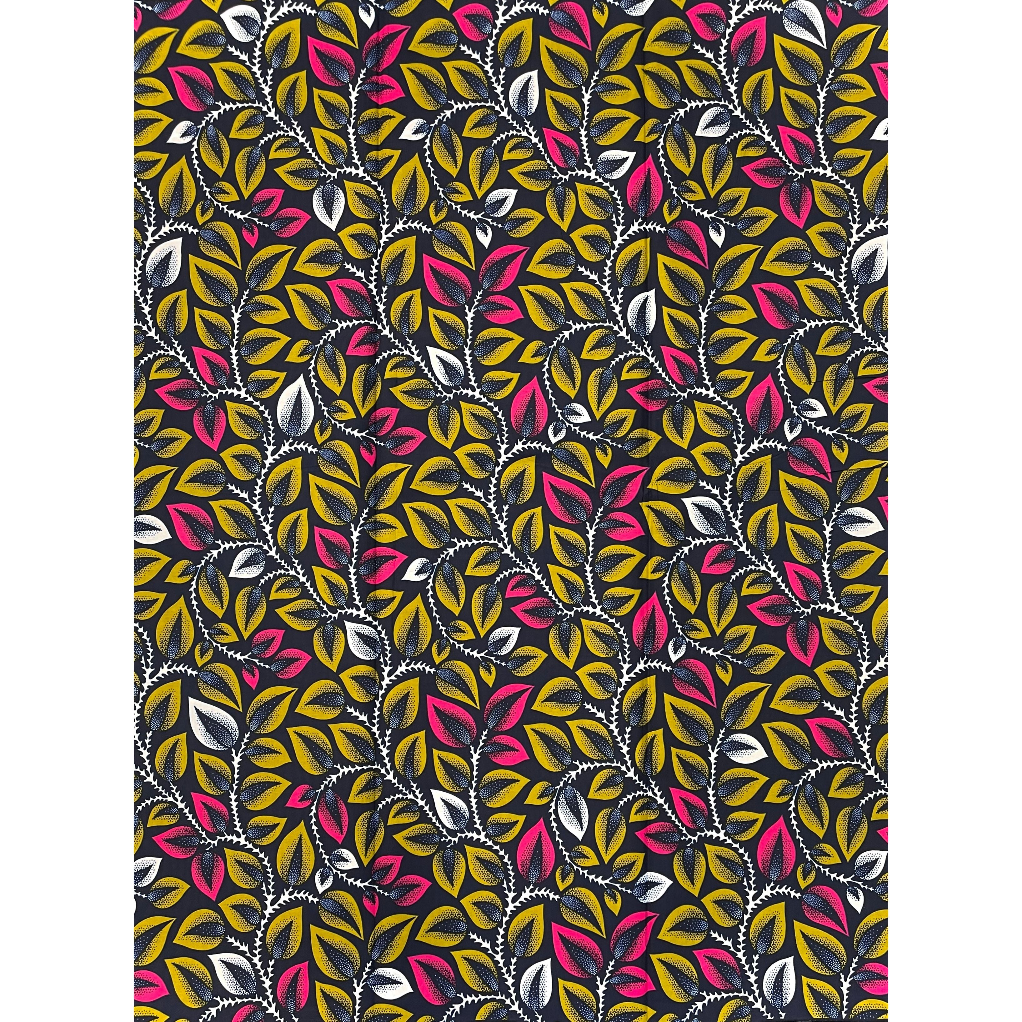 Wax Pagne Africain - Tissu 6 Yards 100% Coton - ROSE / VERT