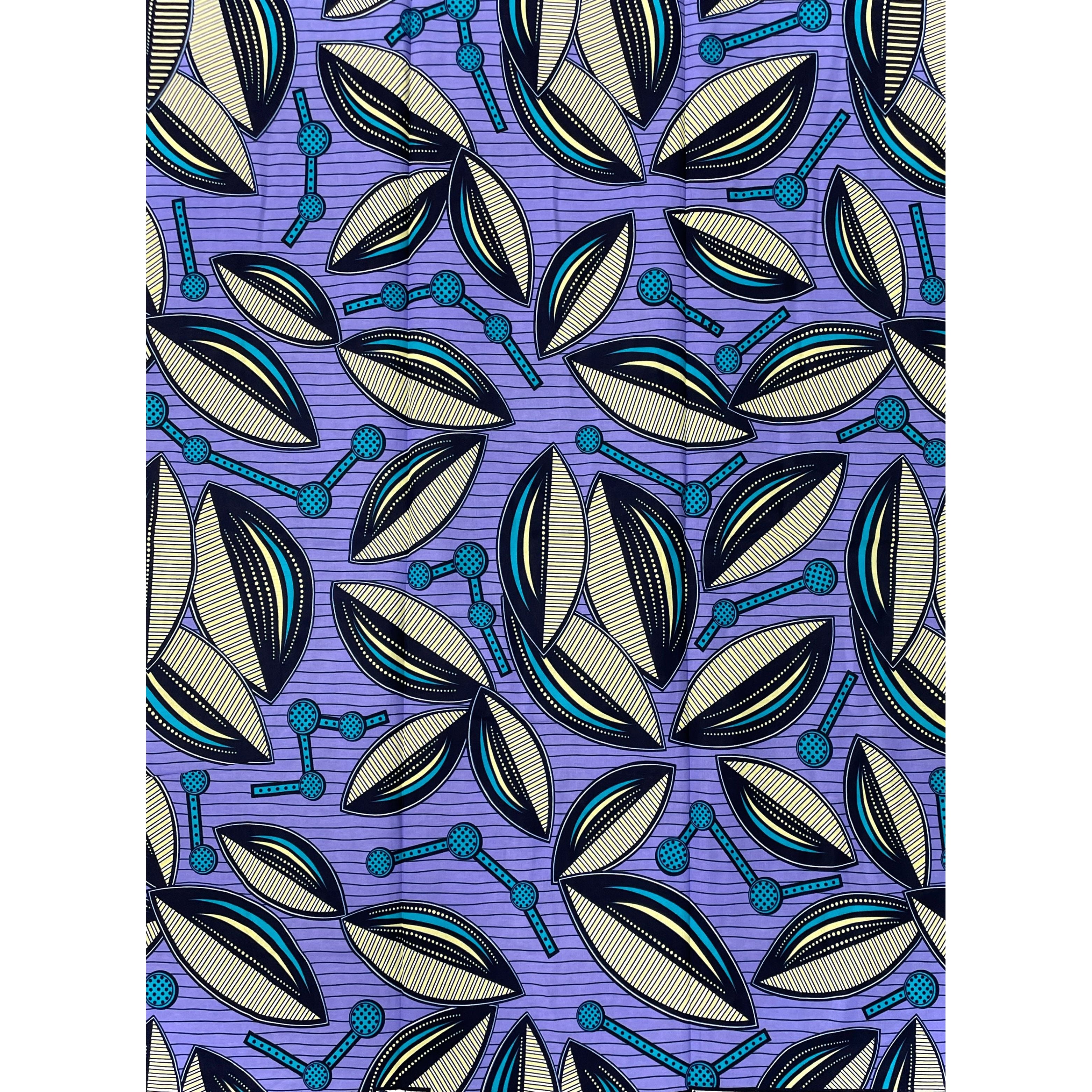 Wax Pagne Africain - Tissu 6 Yards 100% Coton - VIOLET / BLEU
