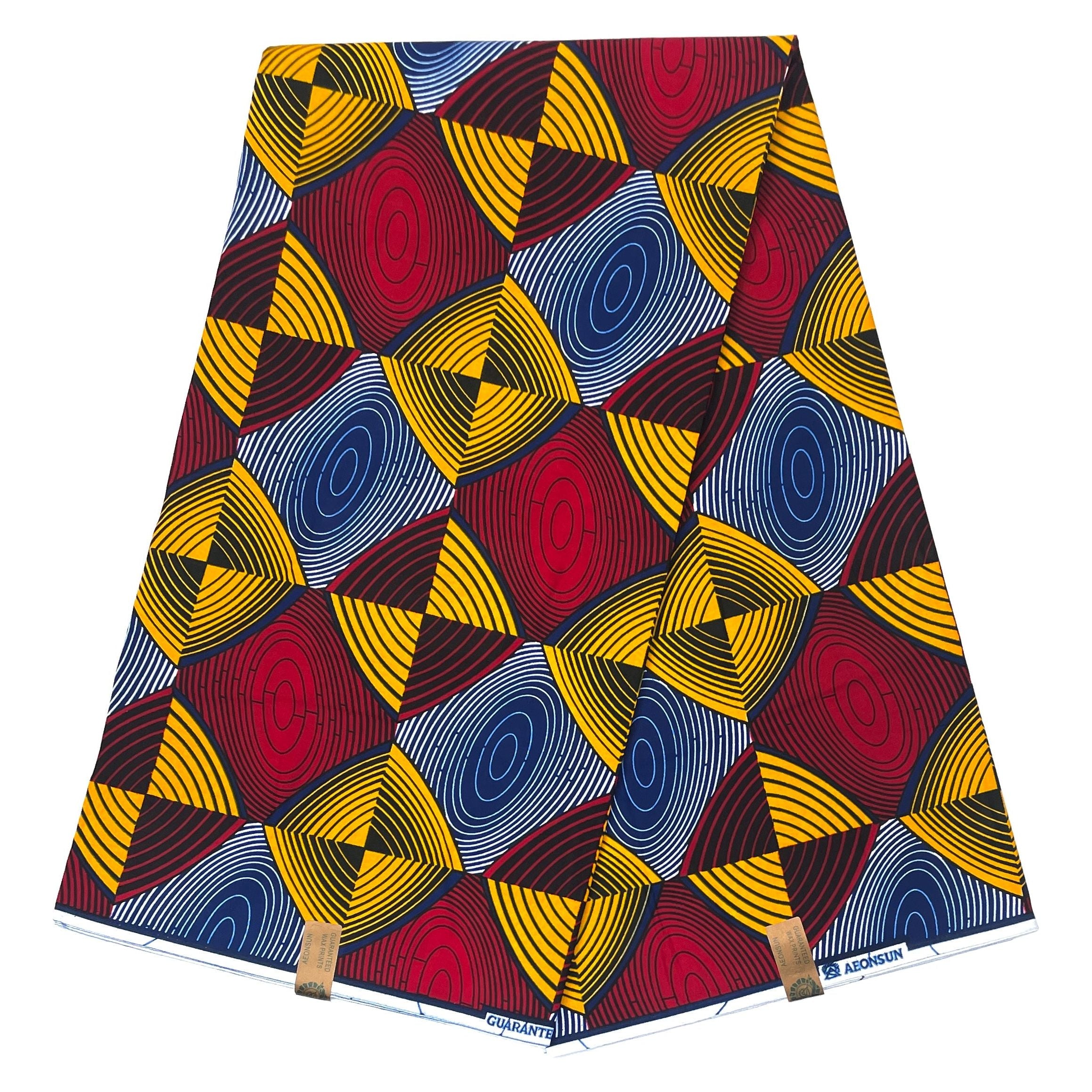 Wax Pagne Africain - Tissu 6 Yards 100% Coton - ROUGE / ORANGE