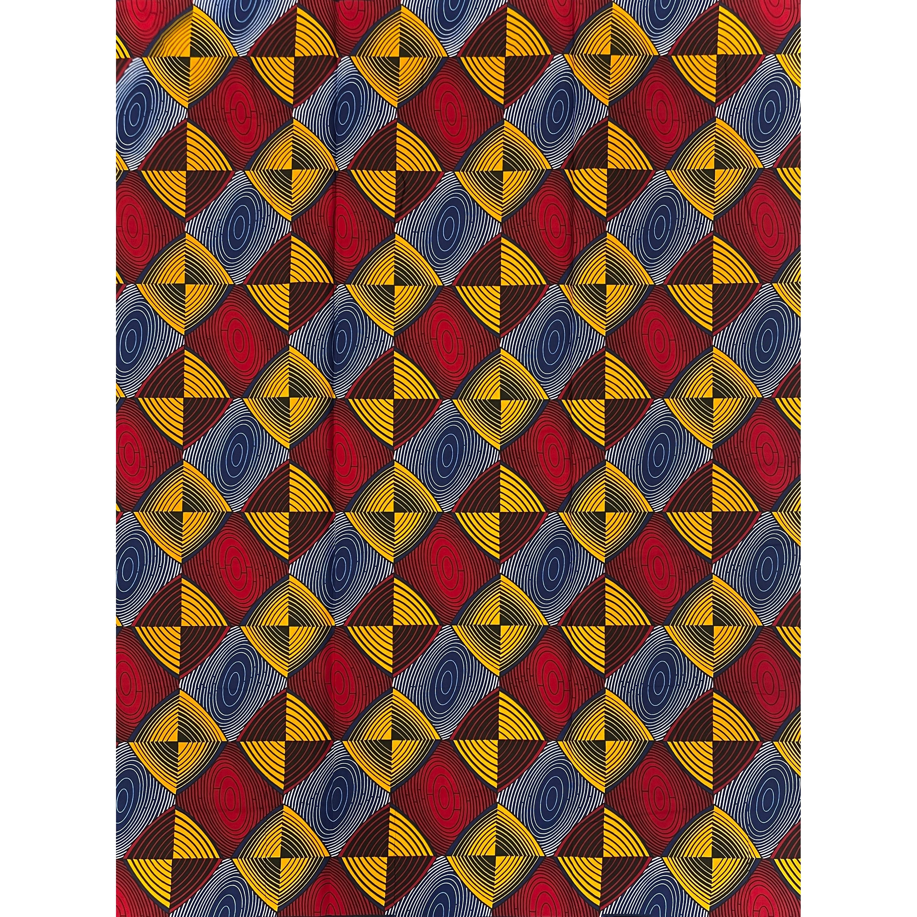 Wax Pagne Africain - Tissu 6 Yards 100% Coton - ROUGE / ORANGE