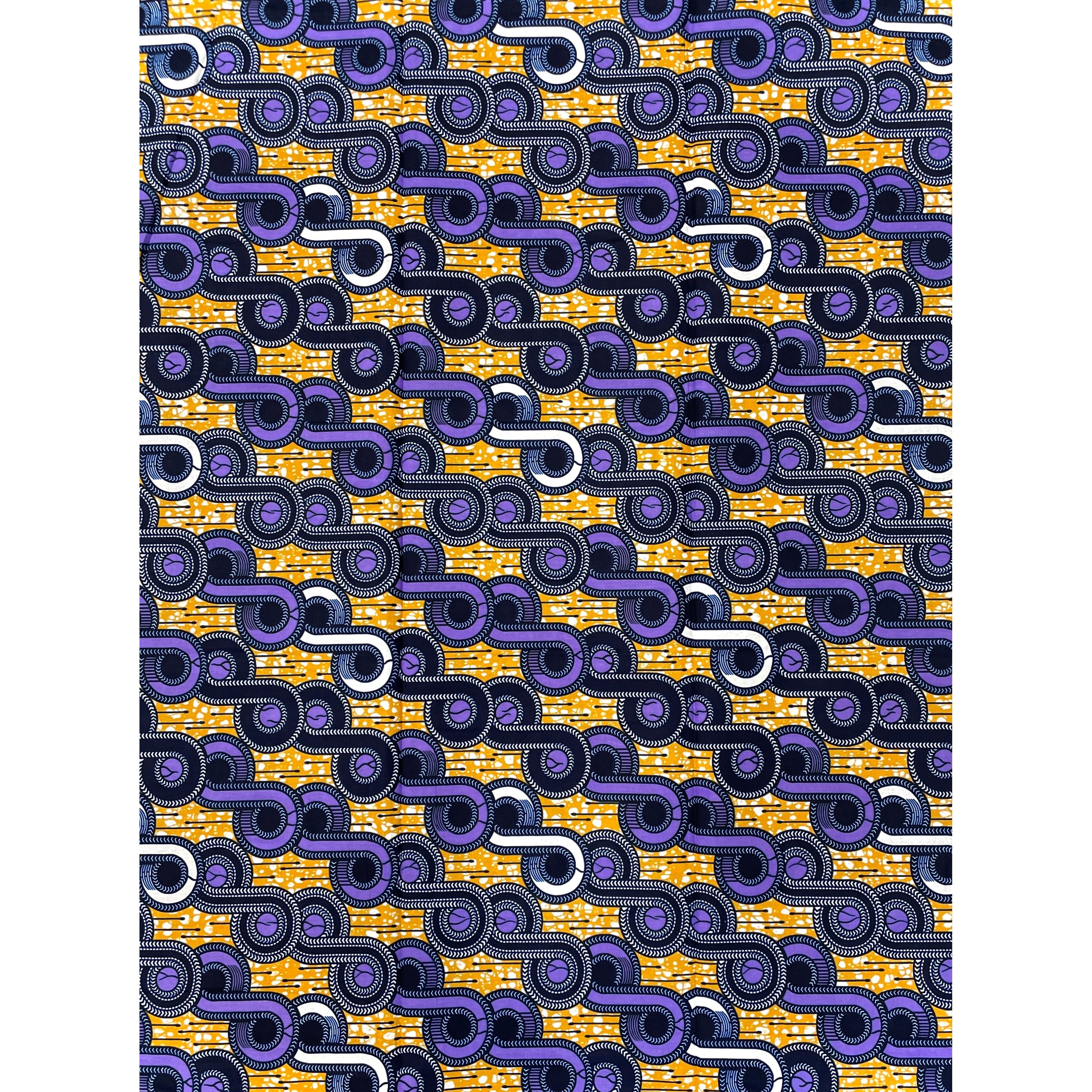 Wax Pagne Africain - Tissu 6 Yards 100% Coton - VIOLET / MARRON