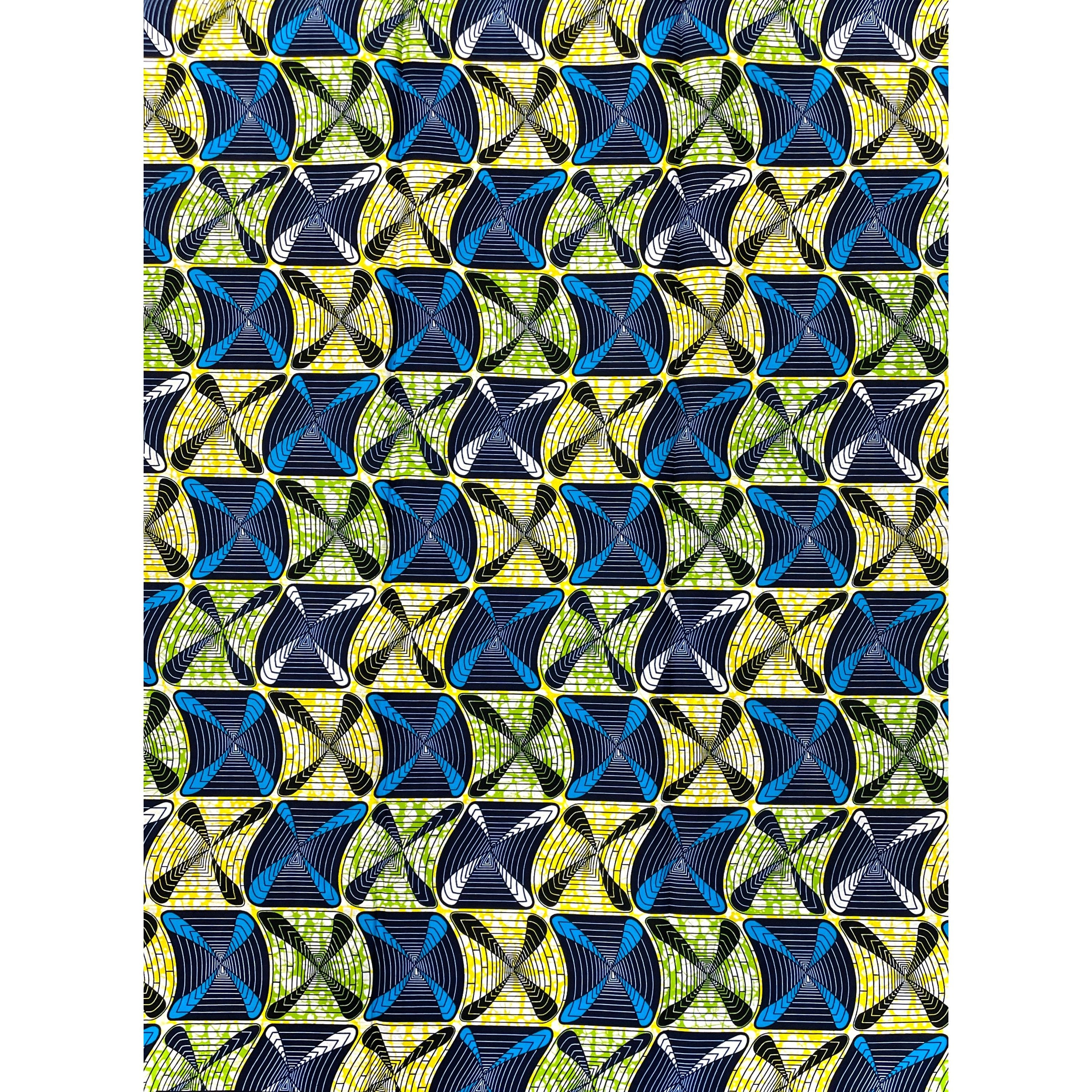 Wax Pagne Africain - Tissu 6 Yards 100% Coton - BLEU / VERT