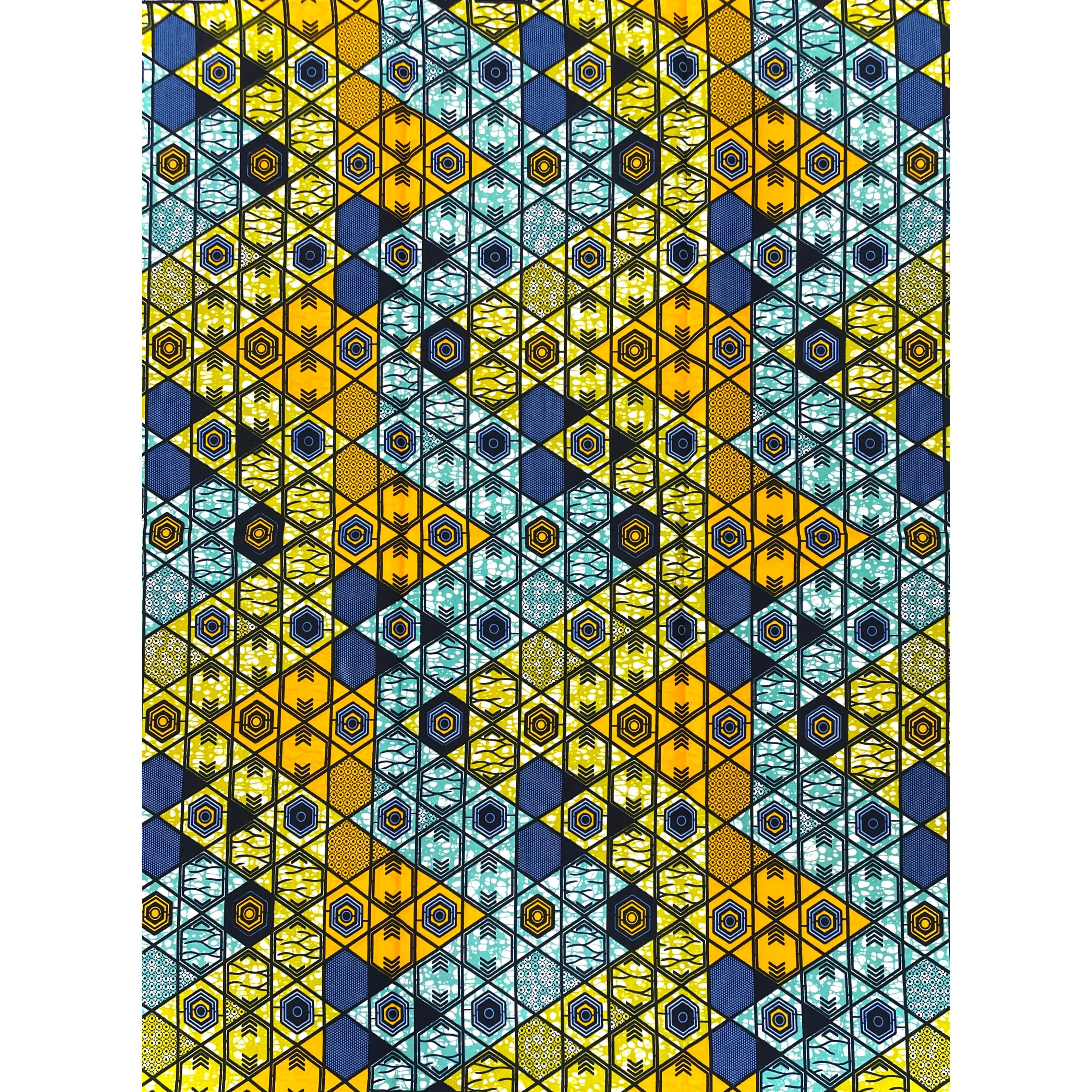Wax Pagne Africain - Tissu 6 Yards 100% Coton - ORANGE / VERT