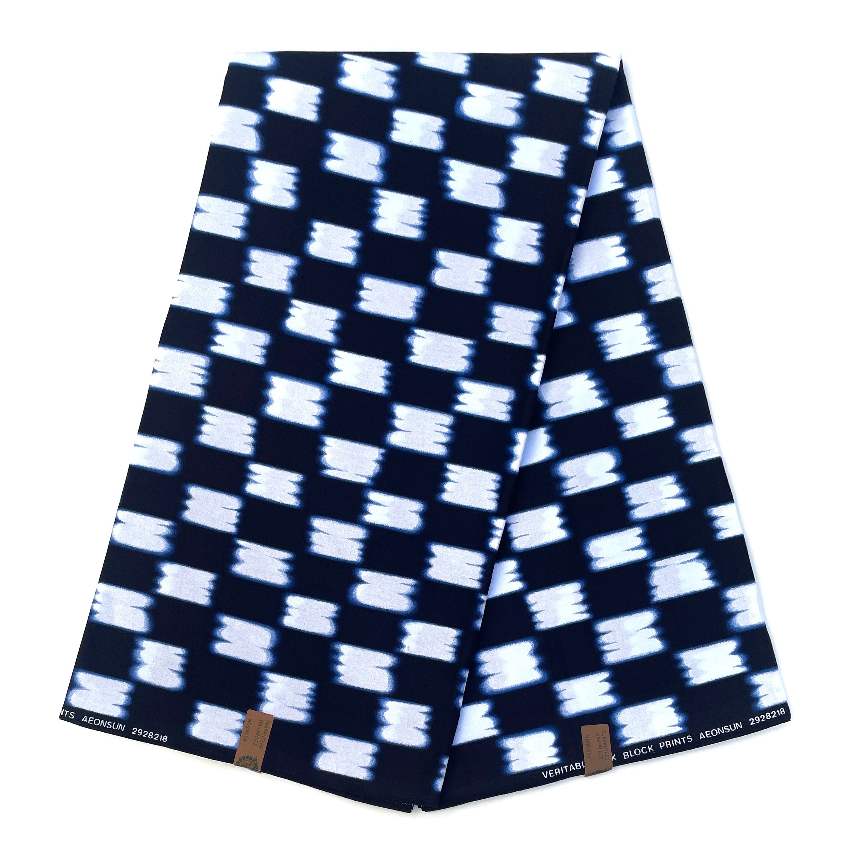 Wax Pagne Africain - Tissu 6 Yards 100% Coton - BOGOLAN BLEU / BLANC