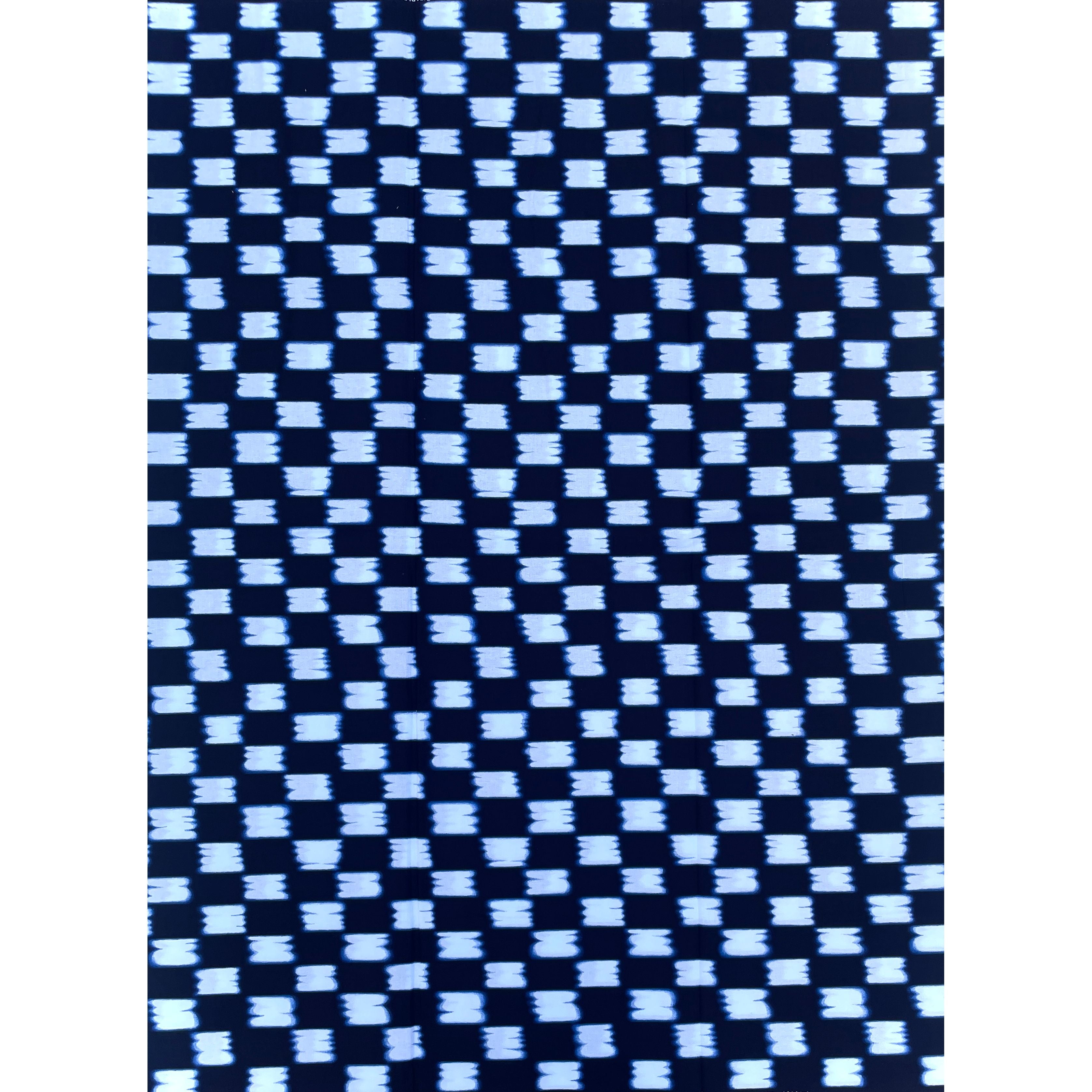 Wax Pagne Africain - Tissu 6 Yards 100% Coton - BOGOLAN BLEU / BLANC