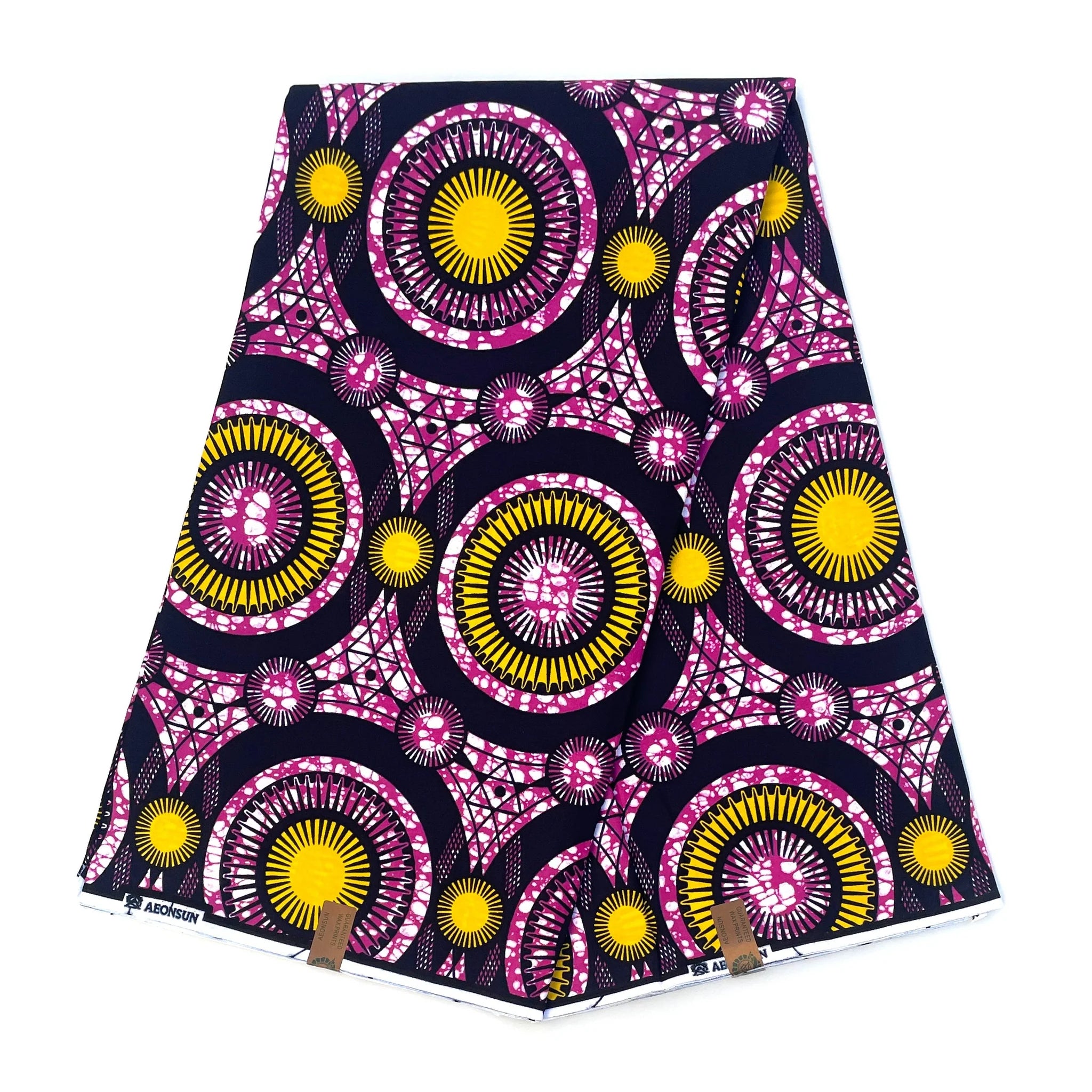 Wax Tissu Pagne Africain - Coupon 2 Yards 100% Coton - ROSE / JAUNE