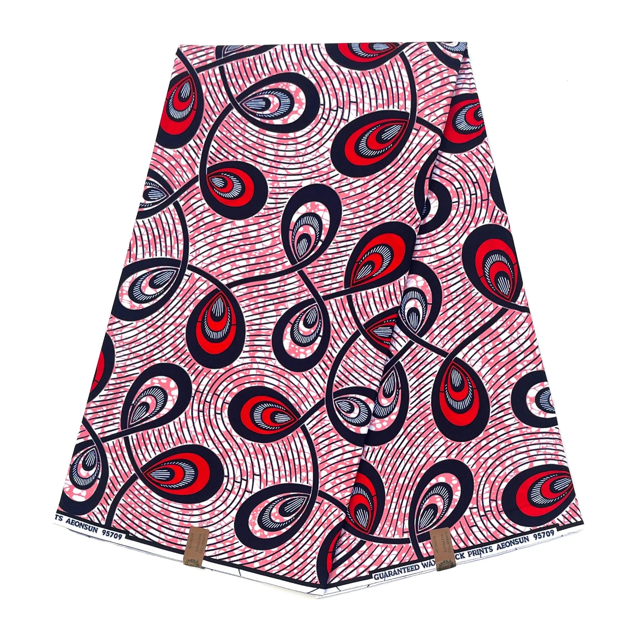 Wax Tissu Pagne Africain - Coupon 2 Yards 100% Coton - ROSE / ROUGE