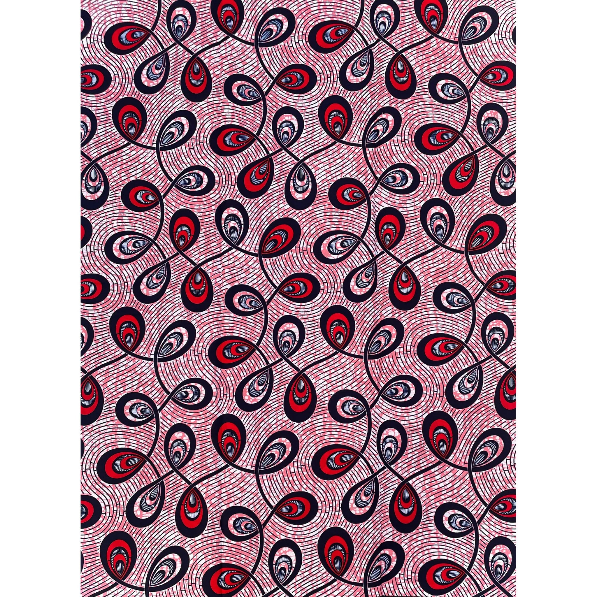 Wax Tissu Pagne Africain - Coupon 2 Yards 100% Coton - ROSE / ROUGE