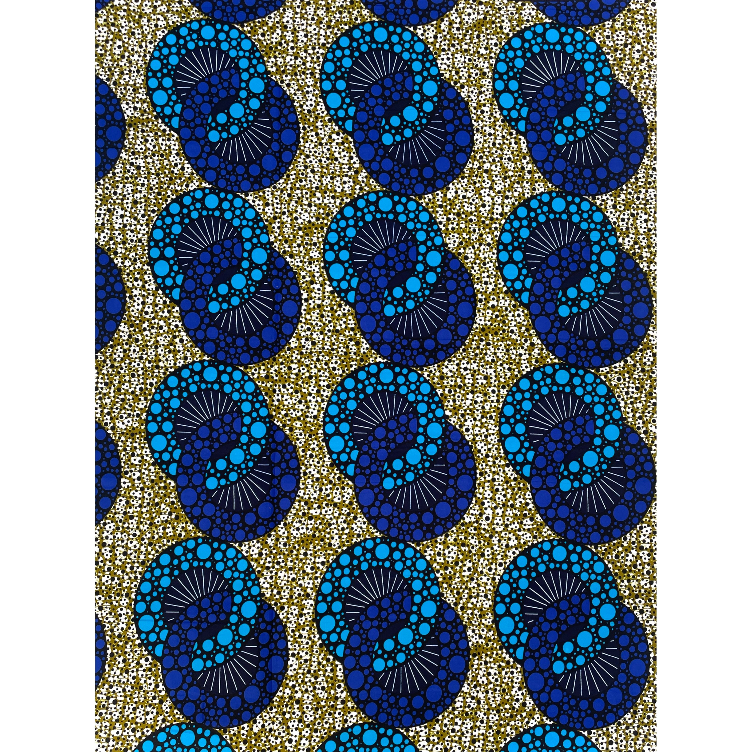 Wax Pagne Africain - Tissu 6 Yards 100% Coton - BLEU