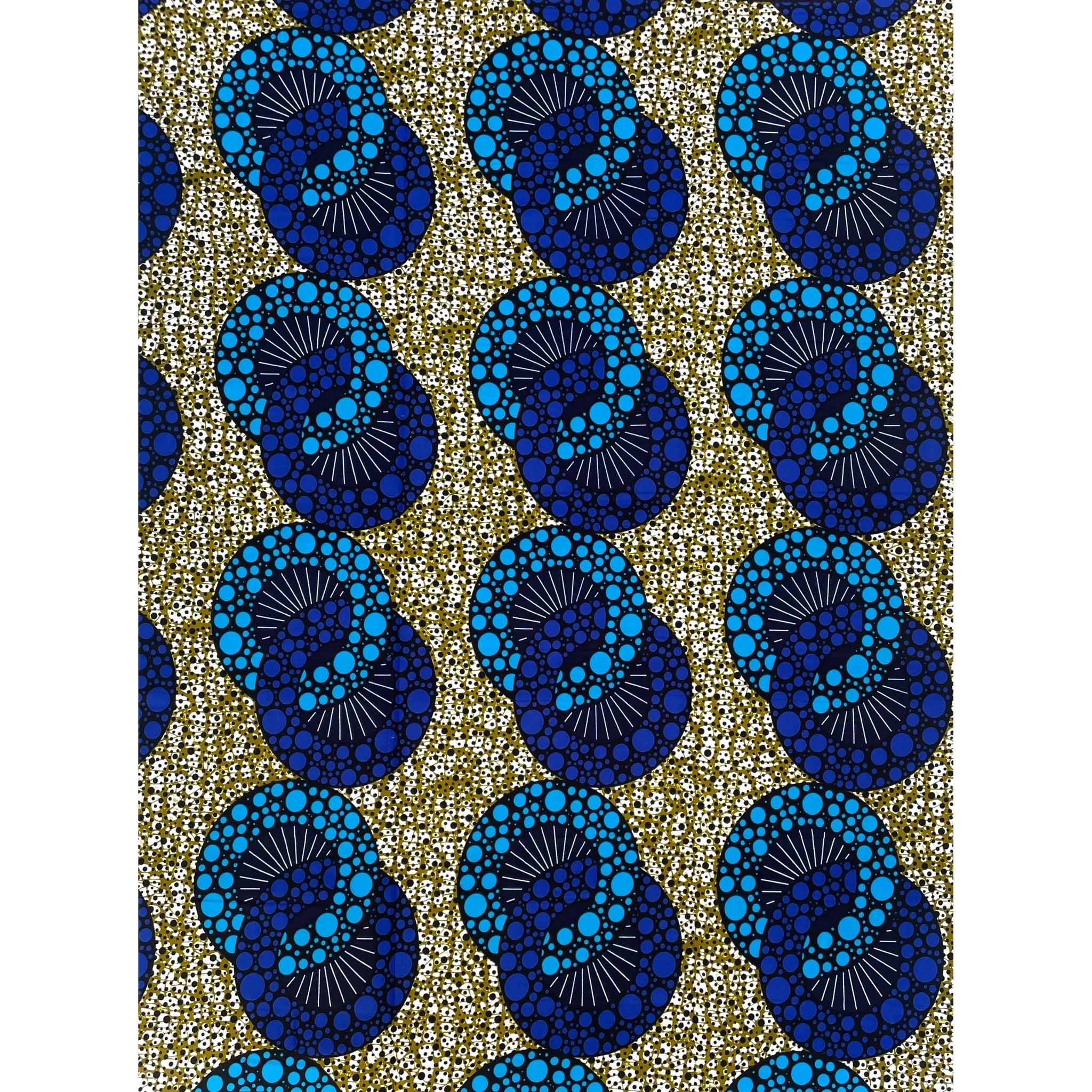 Wax Tissu Pagne Africain - Coupon 2 Yards 100% Coton - BLEU