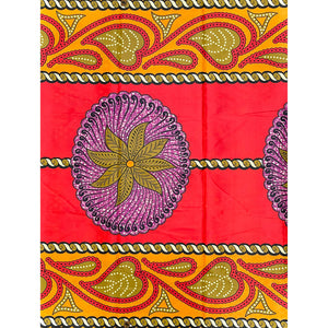 Supreme Bazin Wax Pagne Africain  ORANGE / ROSE