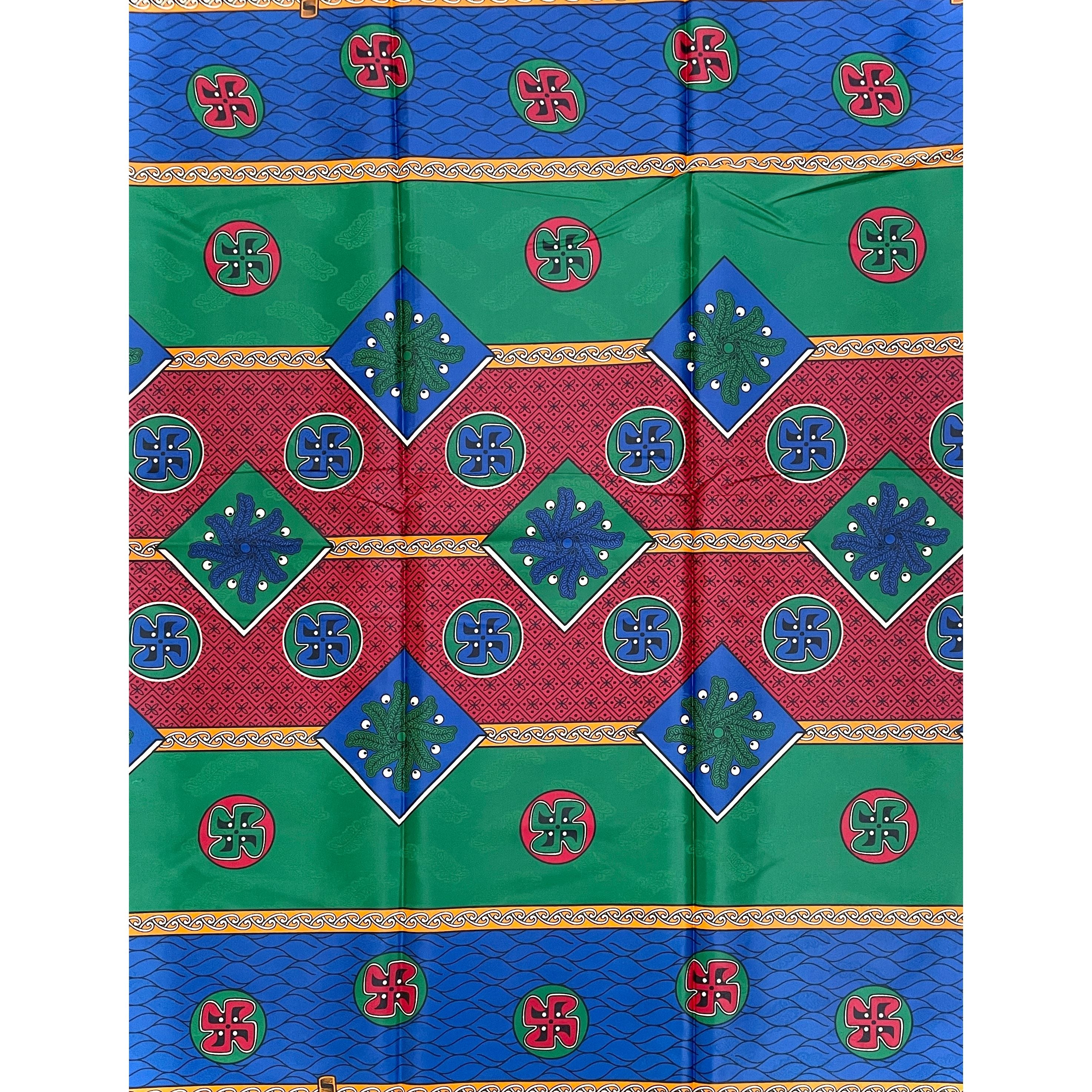 Supreme Bazin Wax Pagne Africain VERT / BLEU