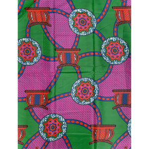 Supreme Bazin Wax Pagne Africain violet et vert