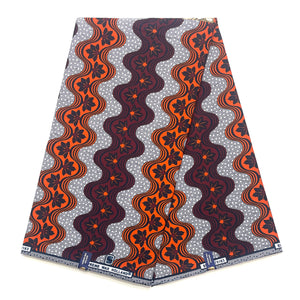 Supreme Wax Bordeaux & Orange 100% Coton - 6 Yards