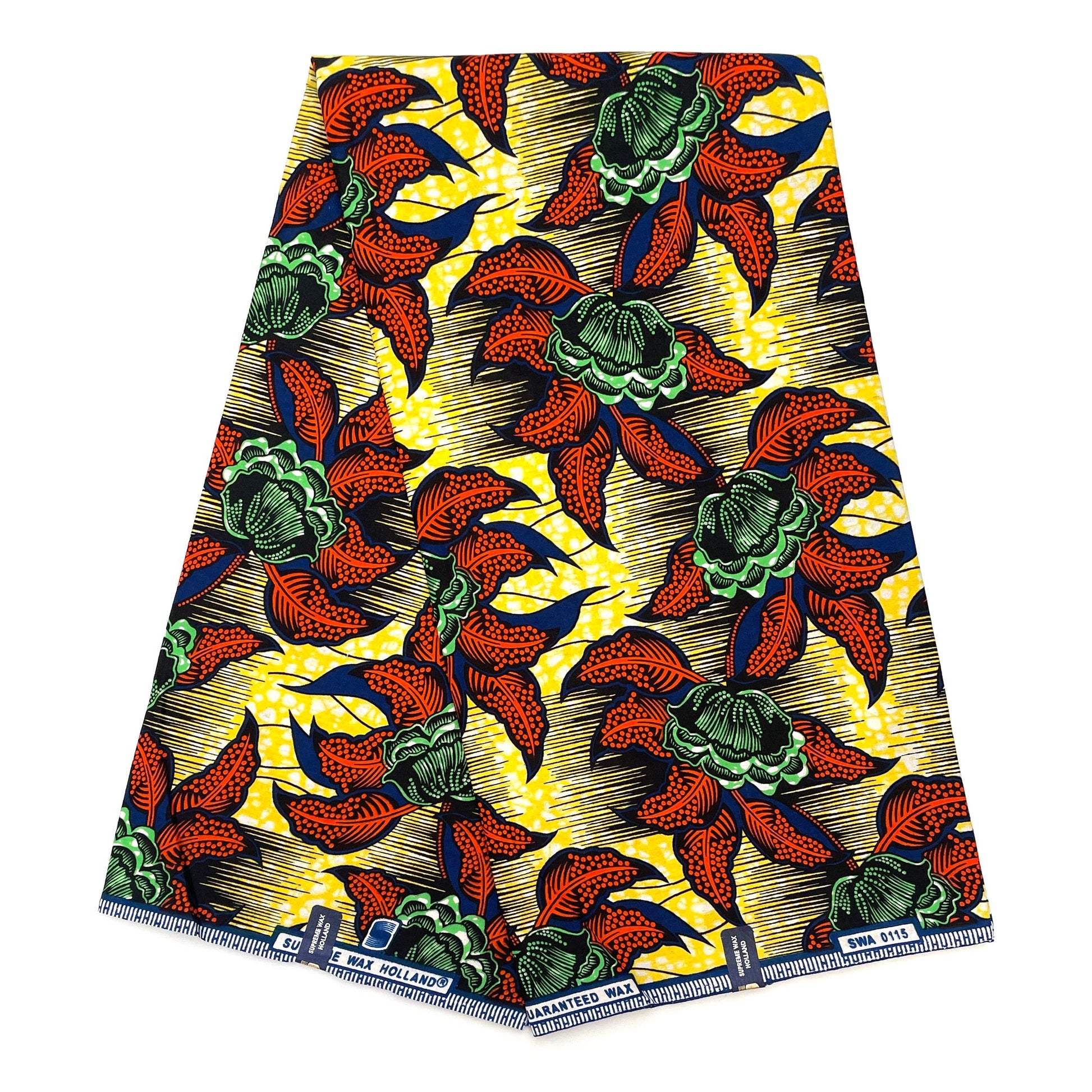 Supreme Wax Floral Jaune Orange 6 Yards 100% Coton