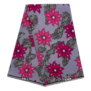 Tissu Pagne Africain - 6 Yards 100% Coton - SUPREME WAX - VIOLET / ROSE