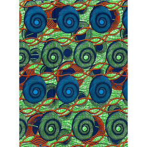 Tissu Pagne Africain  SUPREME WAX - VERT / BLEU