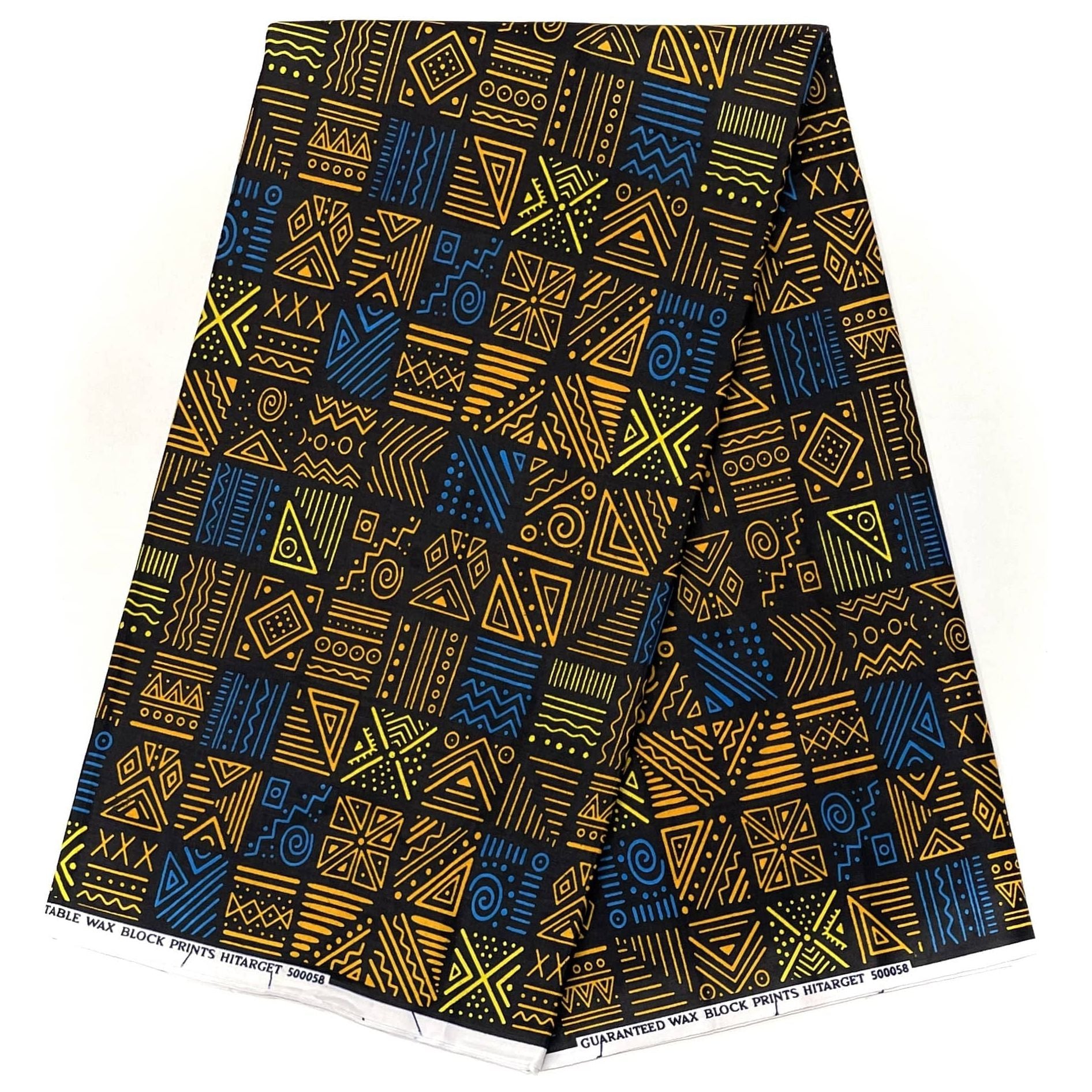 Tissu bogolan noir et jaune - 100% coton