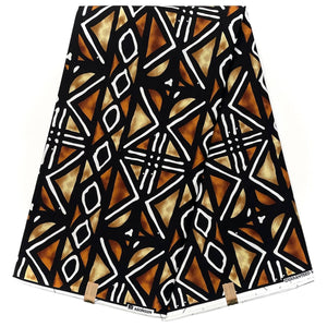 Tissu bogolan noir et marron - 100% coton