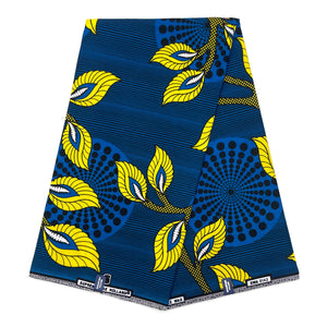 Wax Africain Bleu Jaune – Tissu Coton 6 Yards