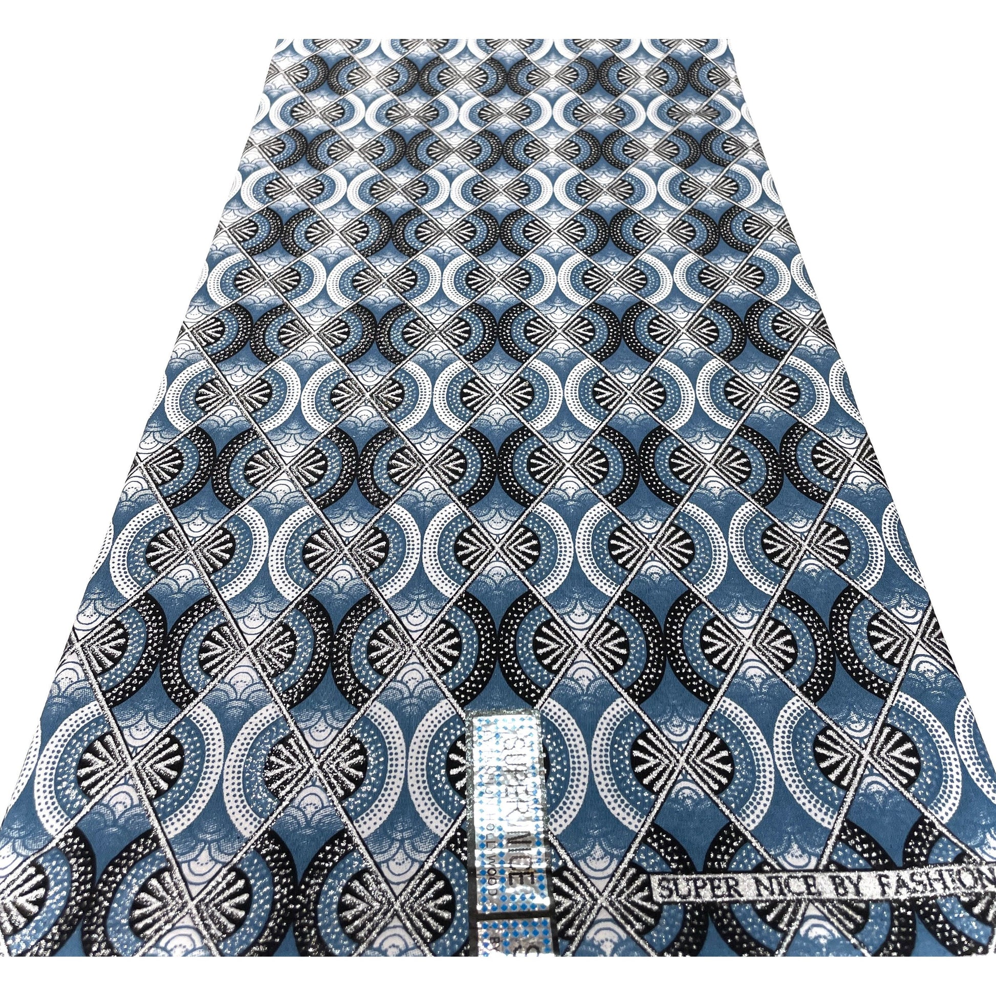 Wax Africain Gris Argenté Pailleté 