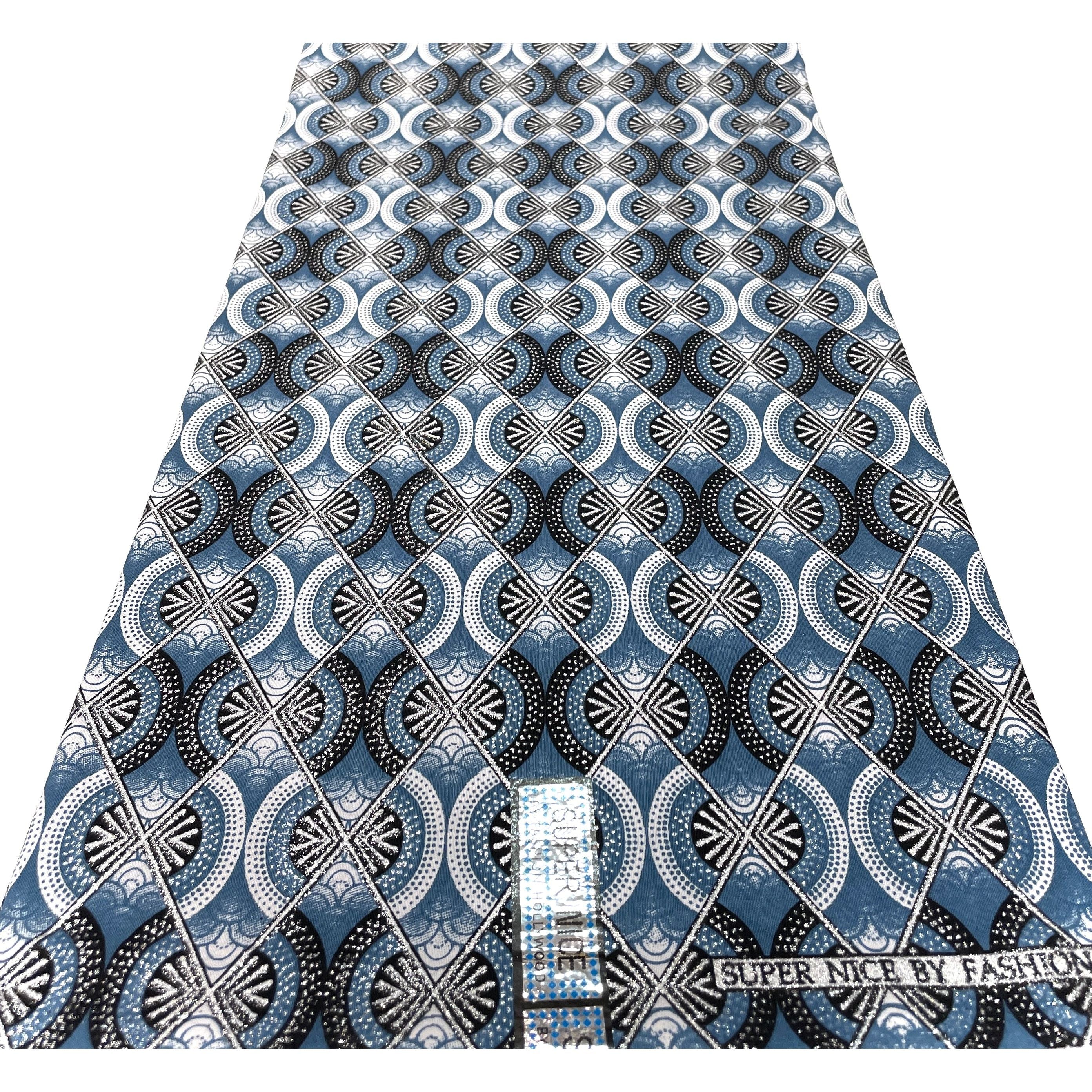 Wax Africain Gris Argenté Pailleté 