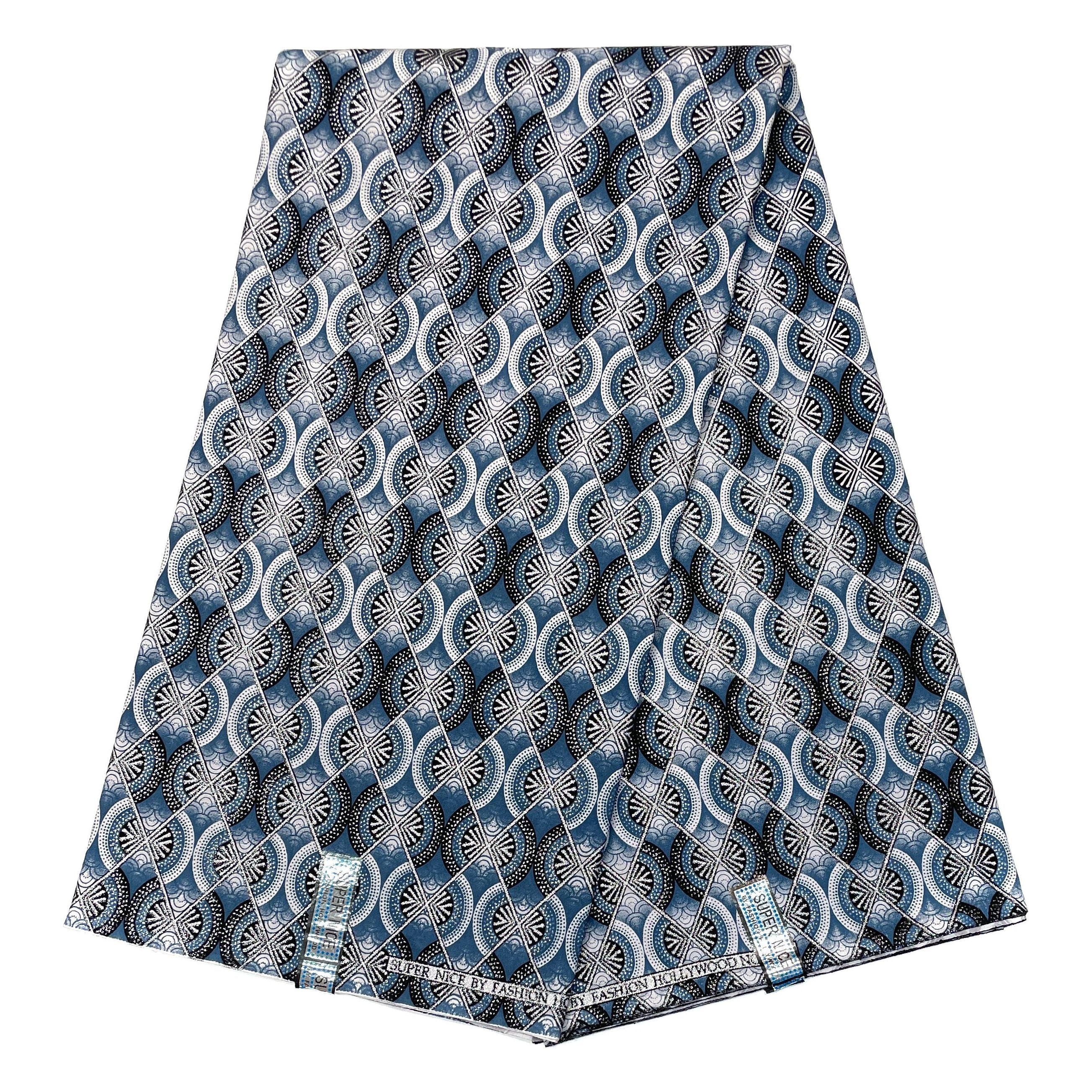 Wax Africain Gris Argenté Pailleté 6 Yards