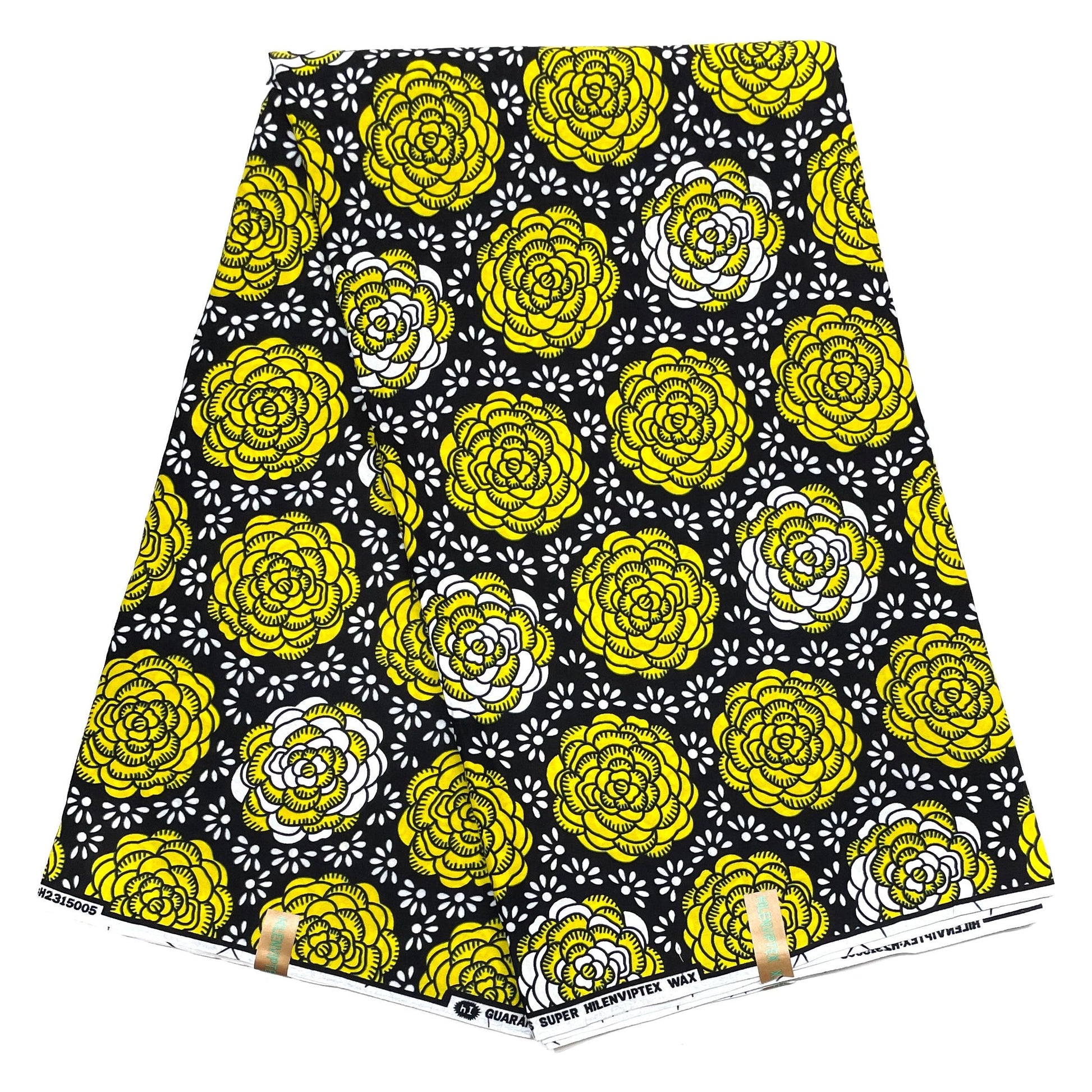 Wax Africain Jaune Noir Blanc Coton VIPTEX