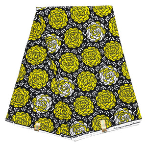 Wax Africain Jaune Noir Blanc Coton VIPTEX