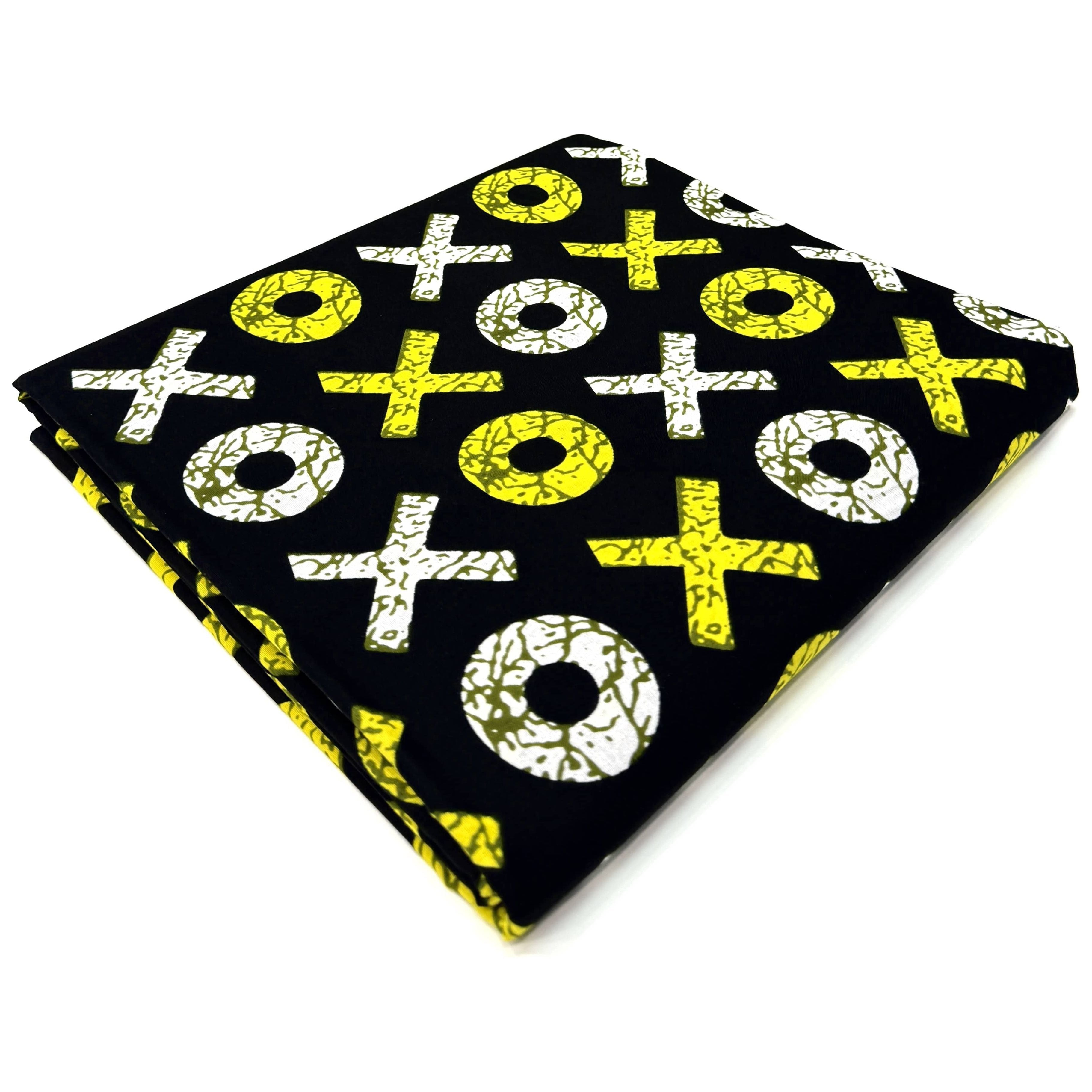 Wax Africain Noir Jaune 2 Yards 100% Coton