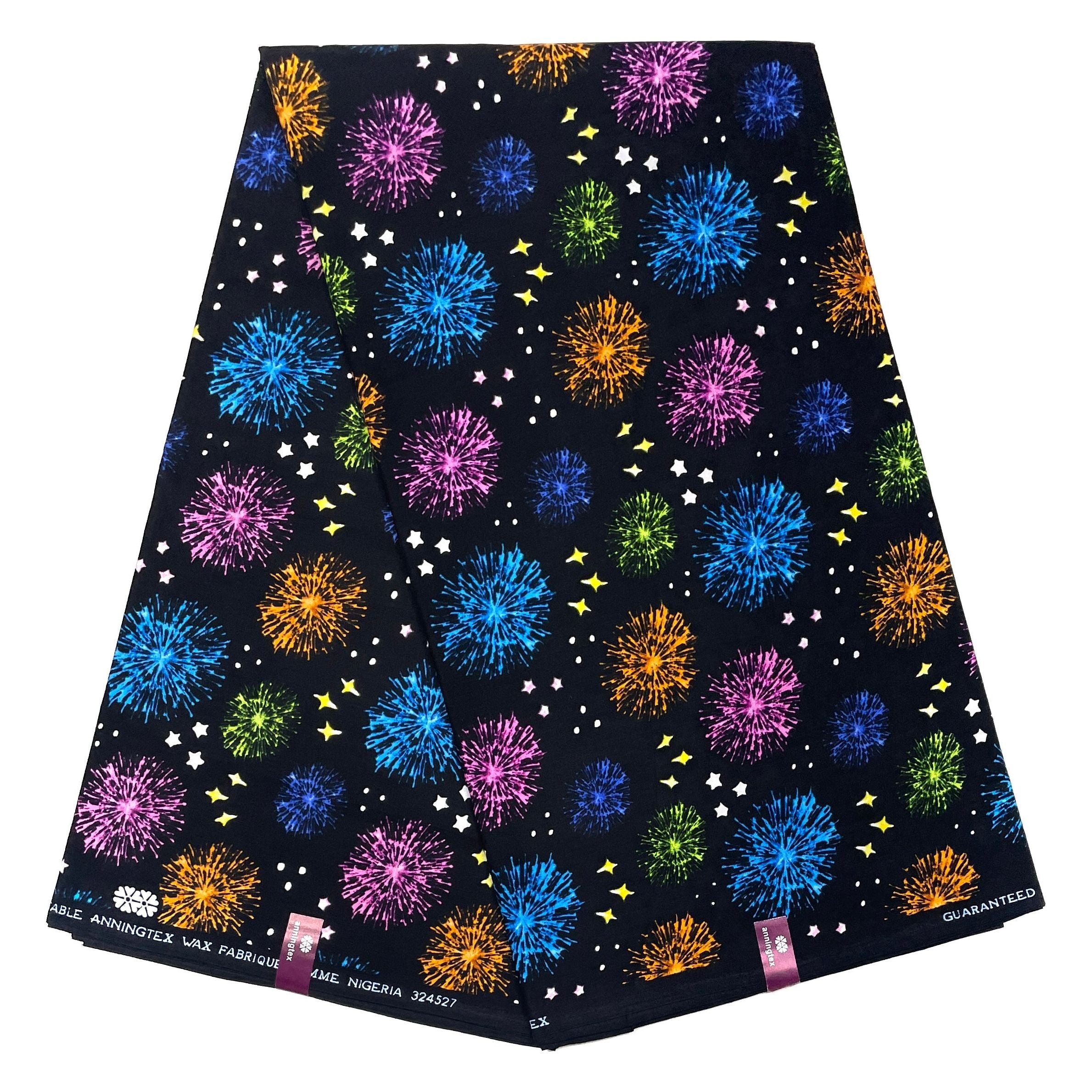 Wax Africain Noir Multicolore 6 Yards 100% Coton