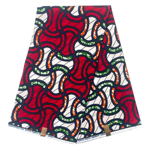 Wax Africain Rouge & Blanc 100% Coton - 6 Yards