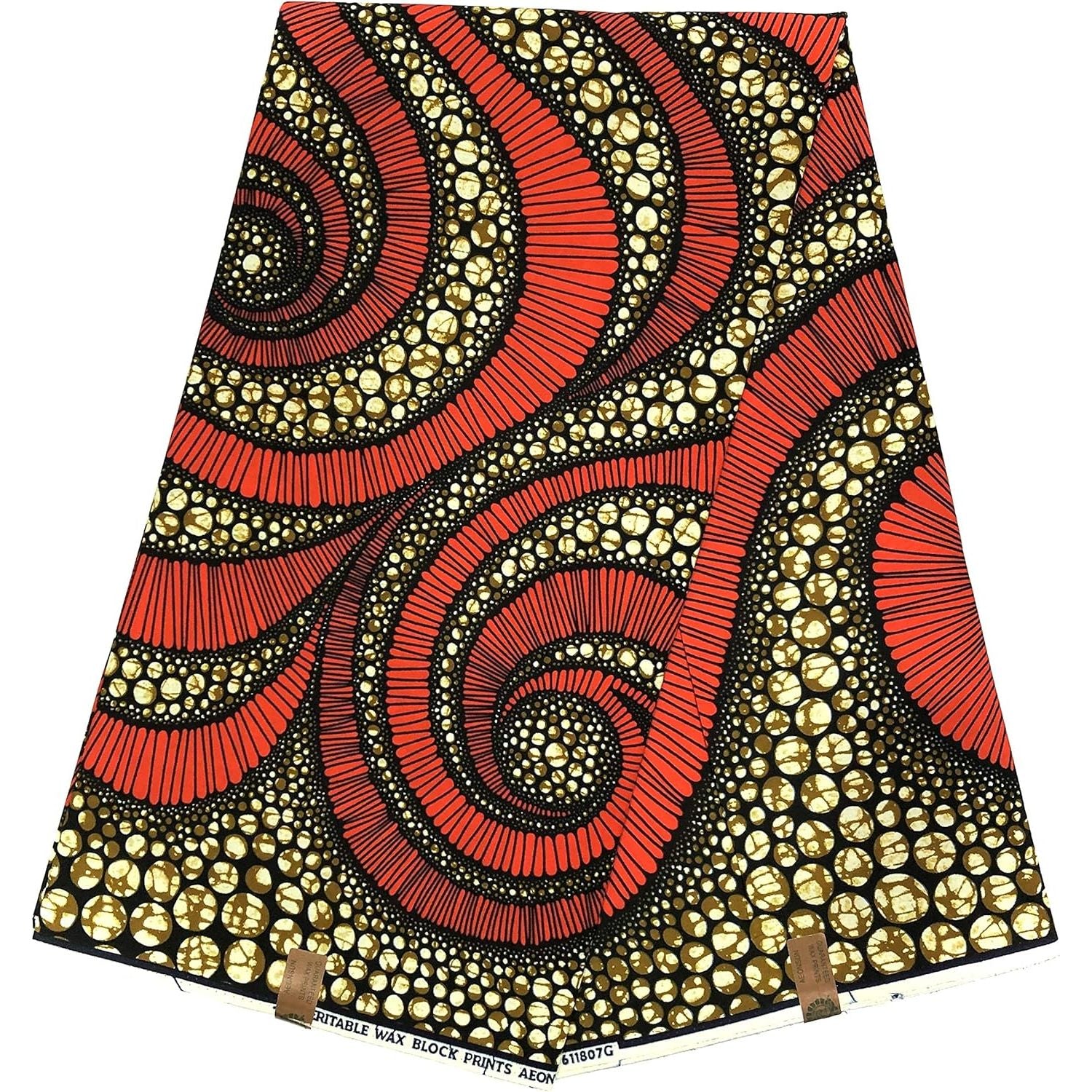 Wax Africain Rouge Marron Tissu 100 % Coton