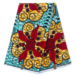 Wax Africain Rouge & Orange 100% Coton - 6 Yards