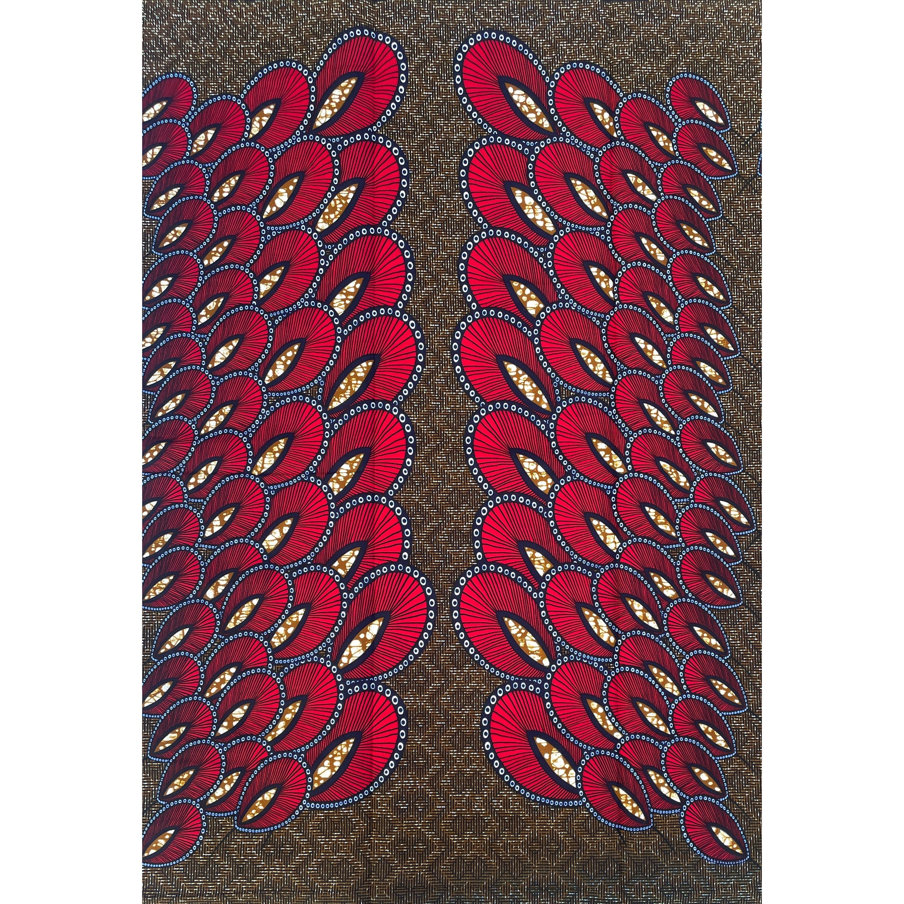 Wax Africain Rouge Tissu 100 % Coton