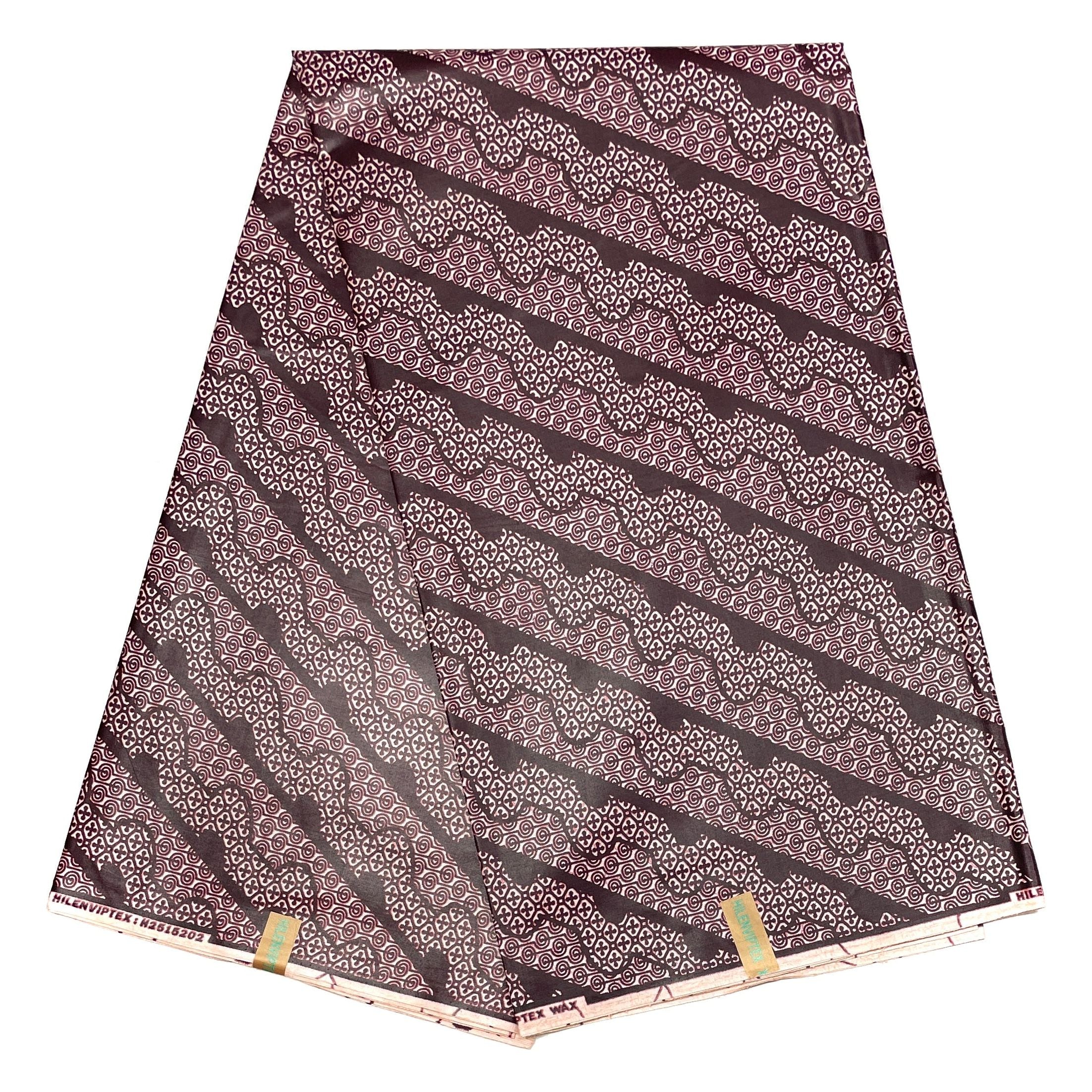 Wax Africain Satiné Marron Beige 6 Yards Coton