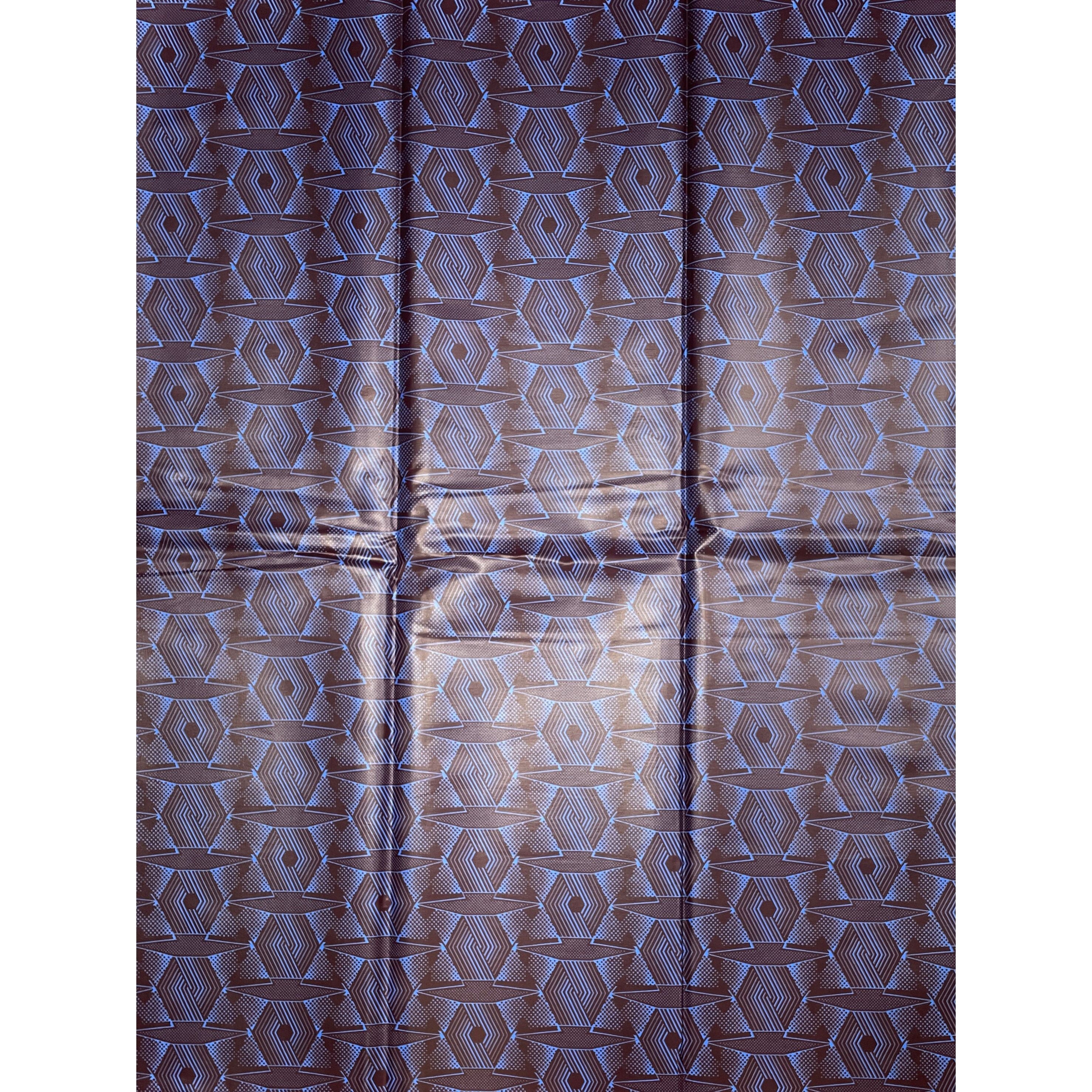 Wax Africain Satiné Marron Bleu  UNIWAX