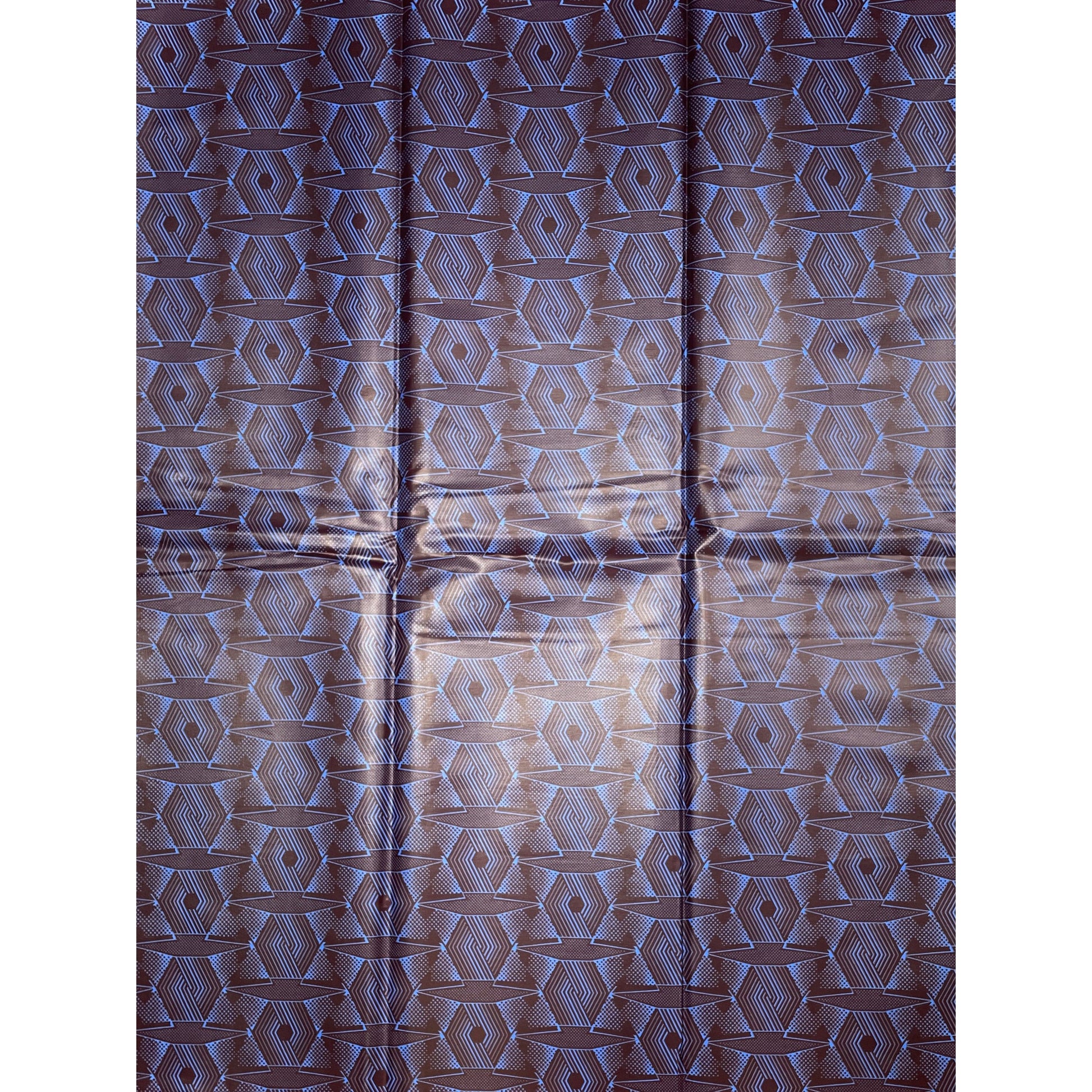 Wax Africain Satiné Marron Bleu  UNIWAX