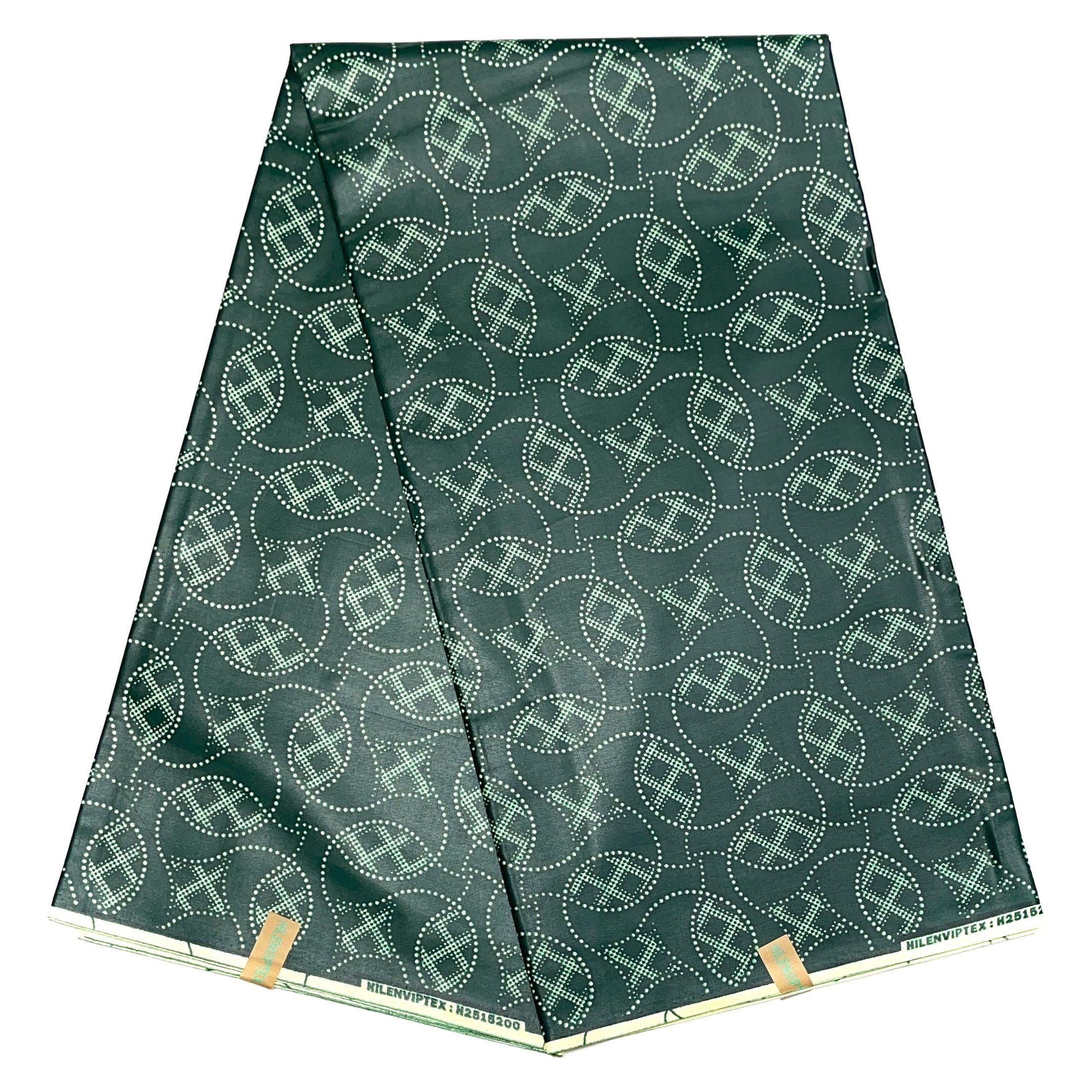 Wax Africain Satiné Vert Beige 6 Yards Coton