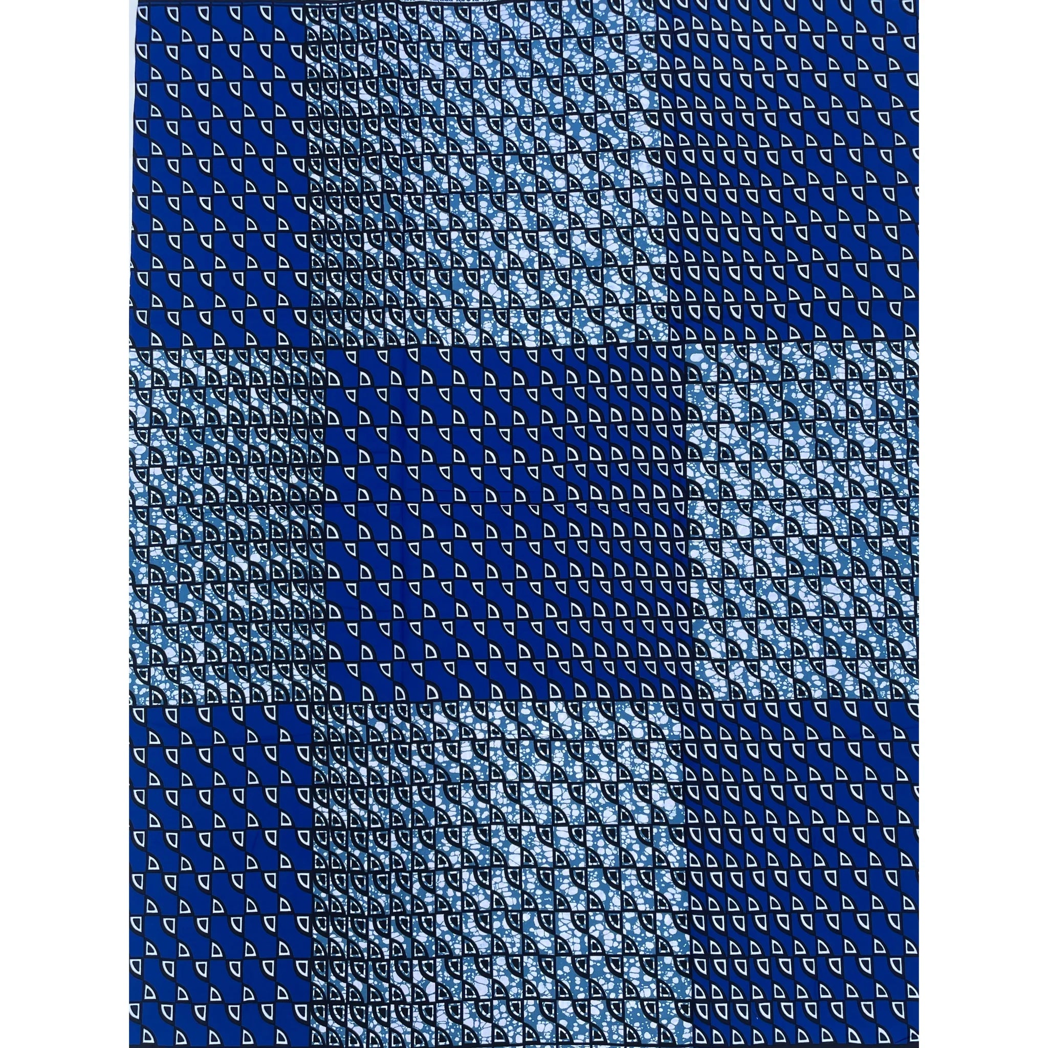 Wax Bleu et Écru 100% Coton Coupon 2 Yards Premium