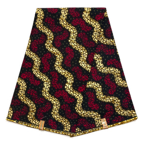 Wax Bordeaux et Beige 100% Coton - Coupon 6 Yards