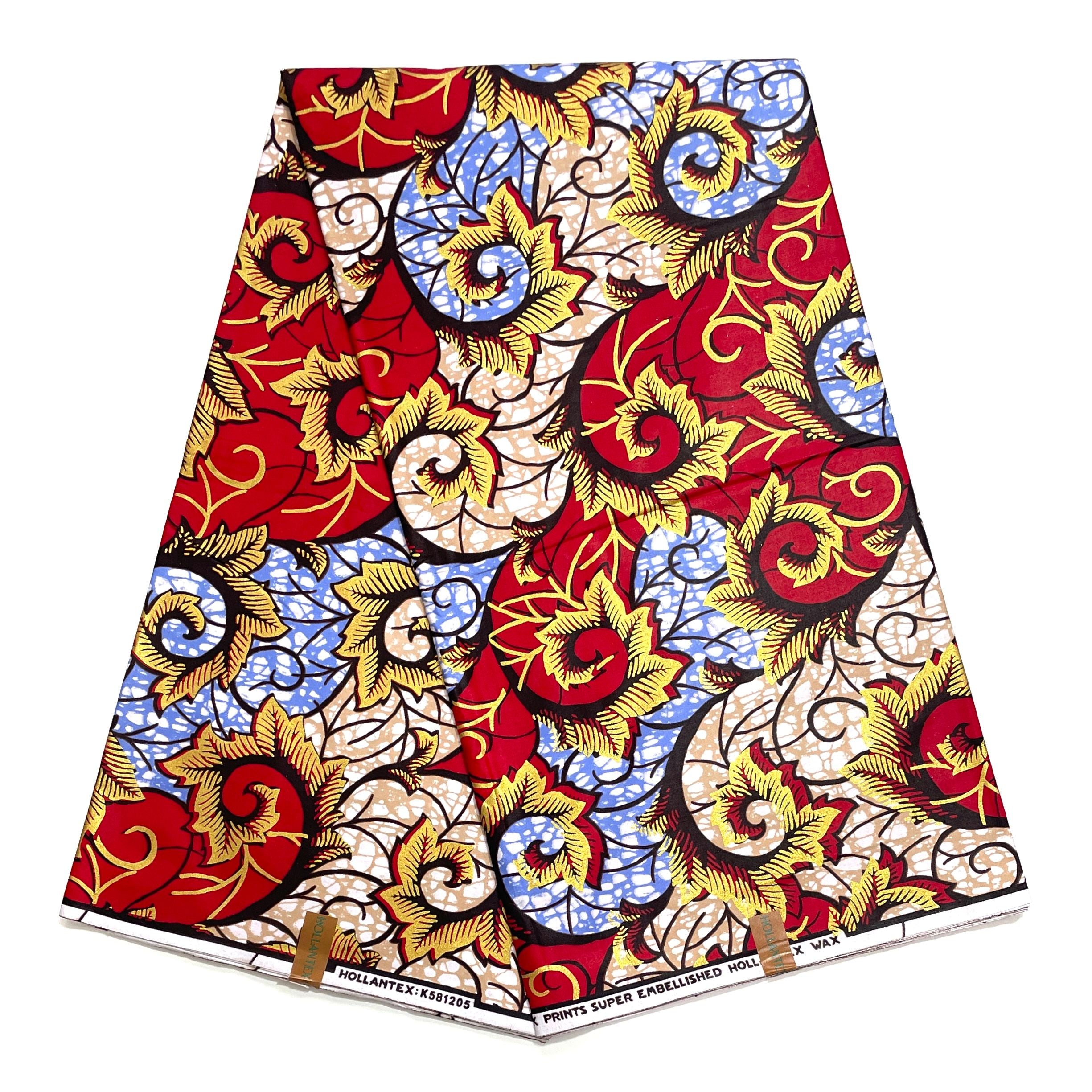 Wax Golden Rouge et Or 100% Coton Brillant - 6 Yards