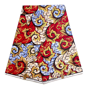 Wax Golden Rouge et Or 100% Coton Brillant - 6 Yards
