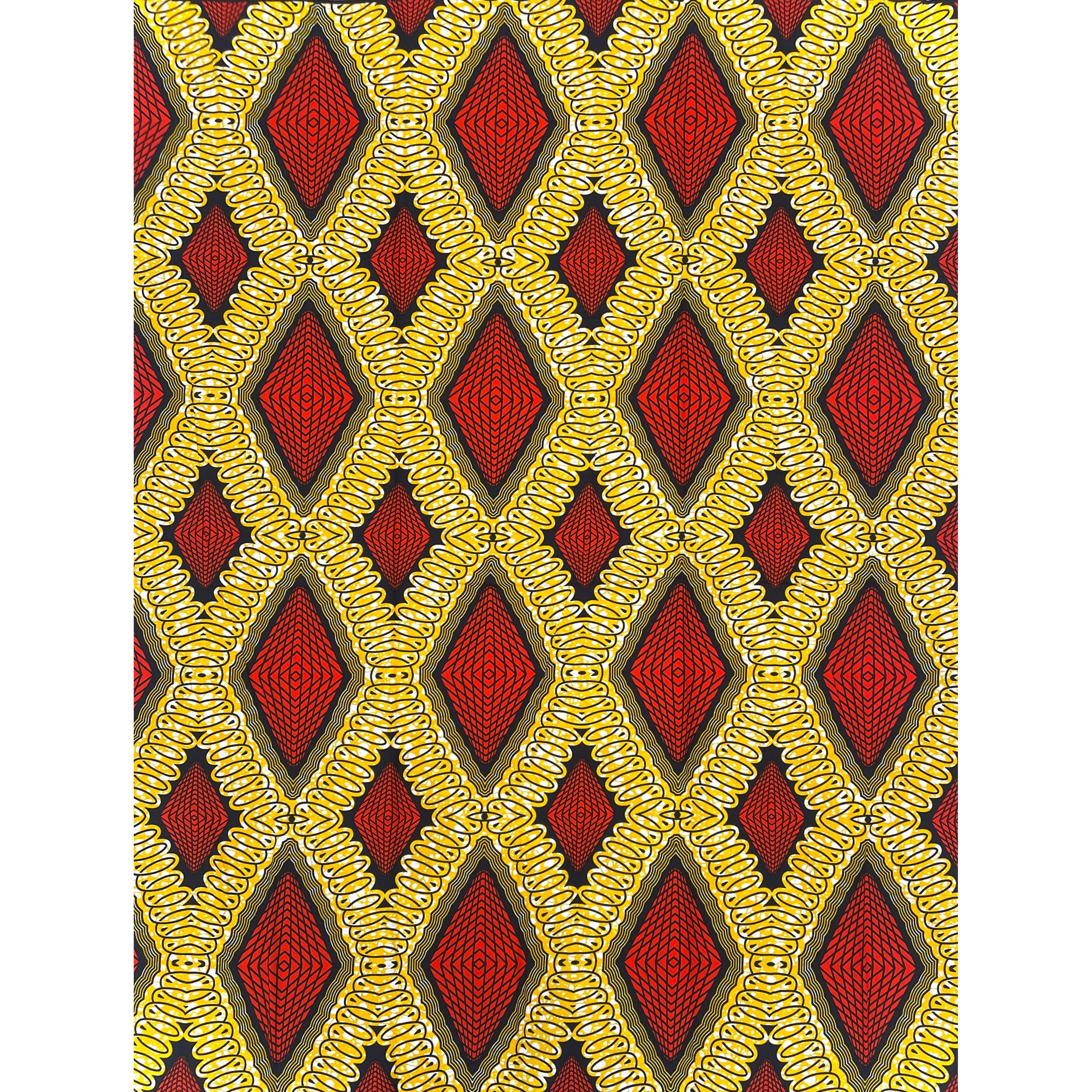 Wax Graphique Losanges Spirales Orange Jaune